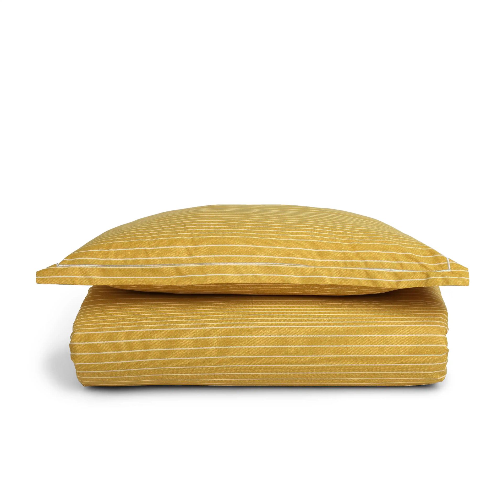 Geometric 200 TC Cotton Mustard Single Bedsheet Set | Threadscapes