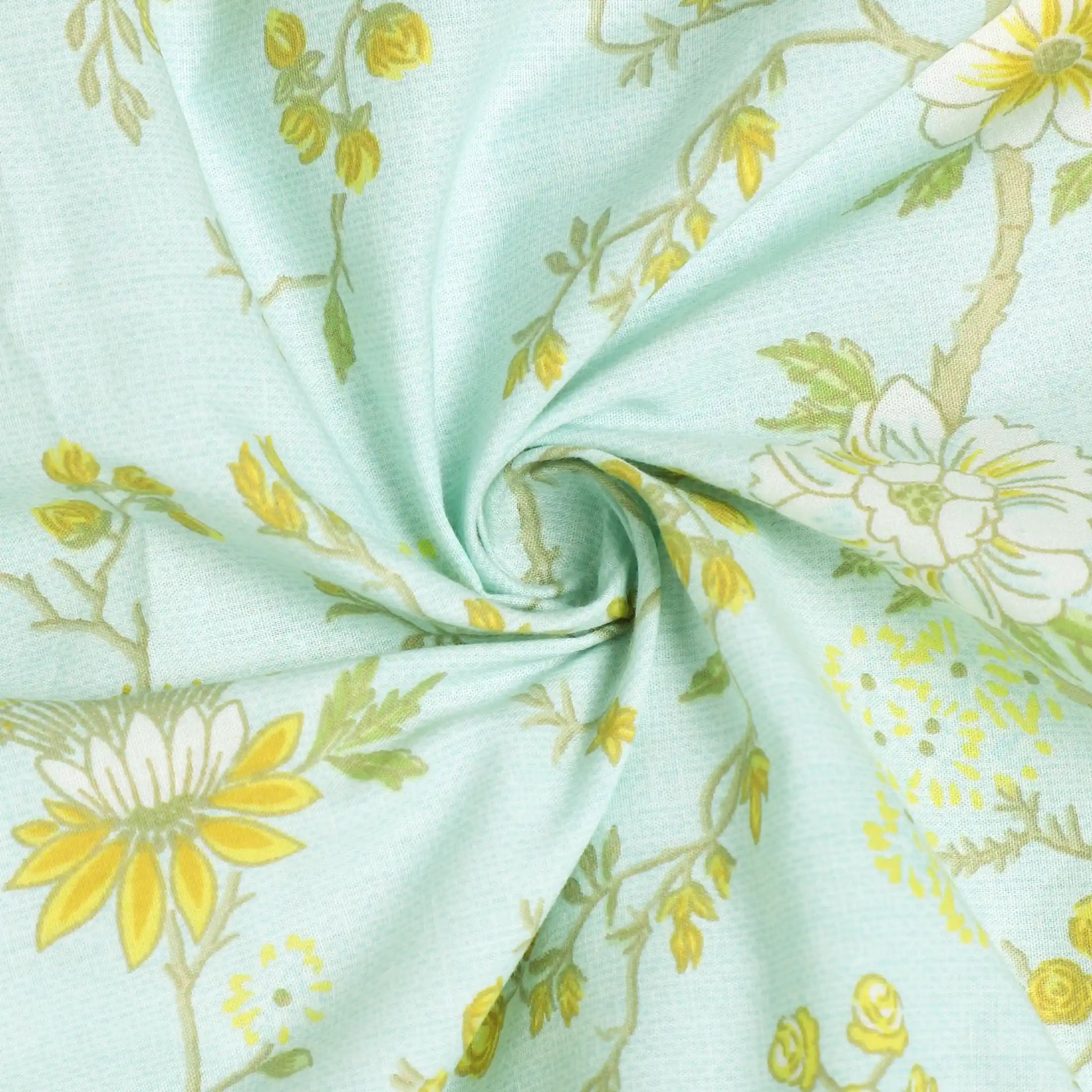 Floral 200 GSM 100% Cotton Light Blue Double Dohar | Bloomshire Luxe
