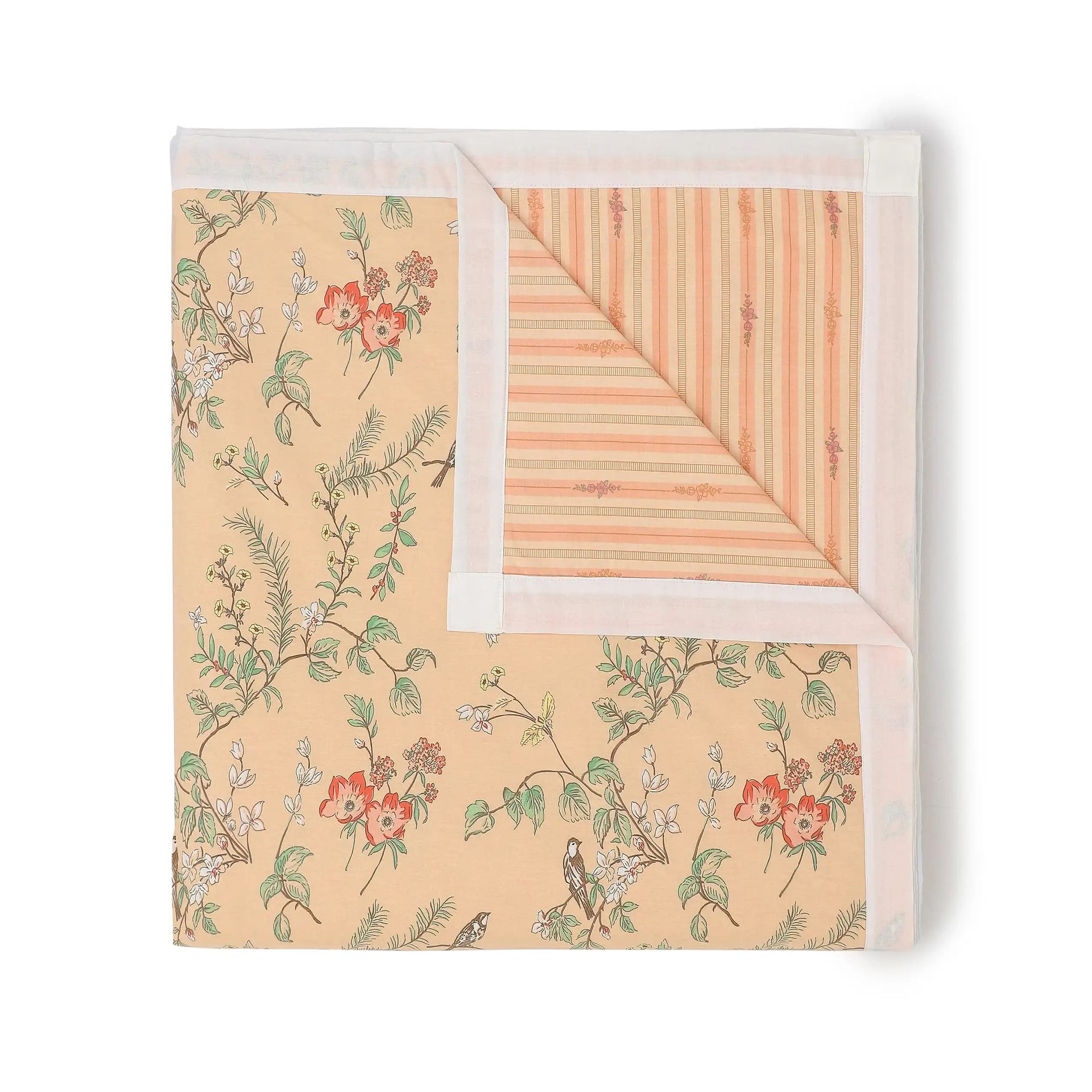 Floral 200 GSM 100% Cotton Peach Double Dohar | Bloomshire Luxe