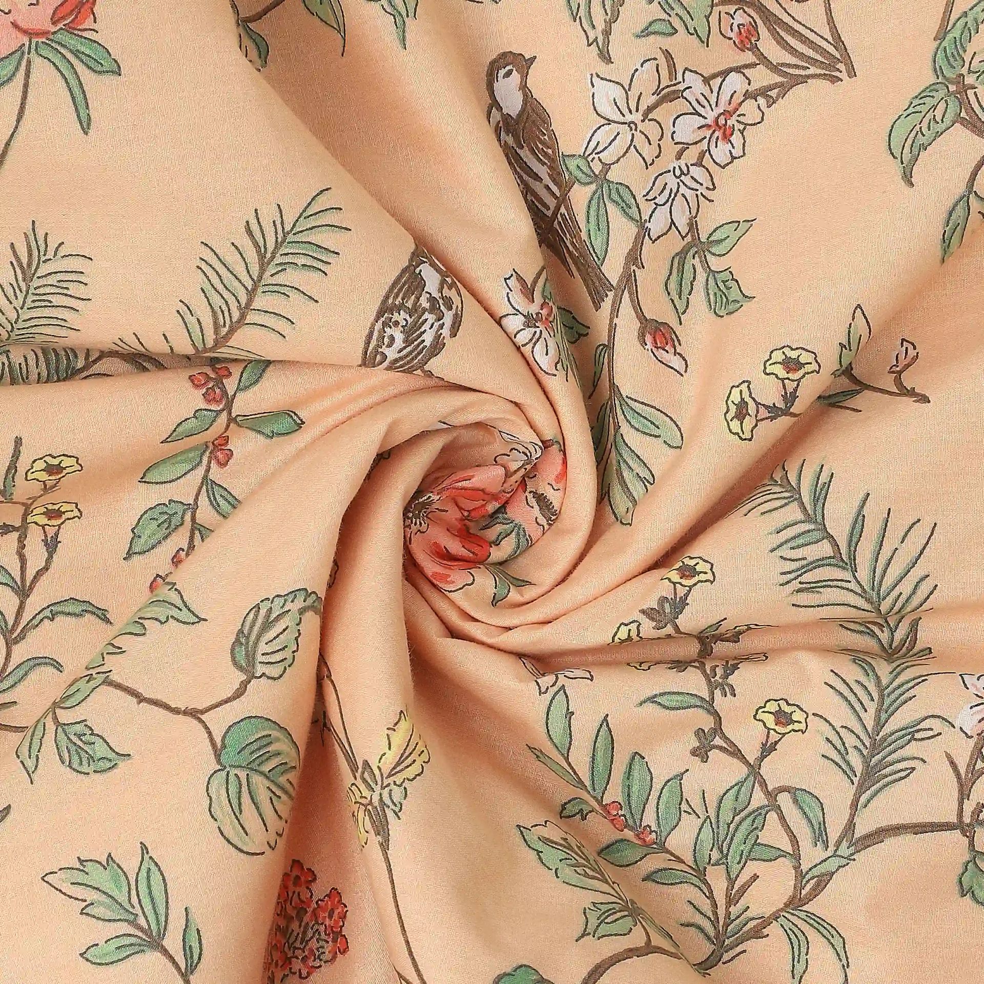 Floral 200 GSM 100% Cotton Peach Double Dohar | Bloomshire Luxe