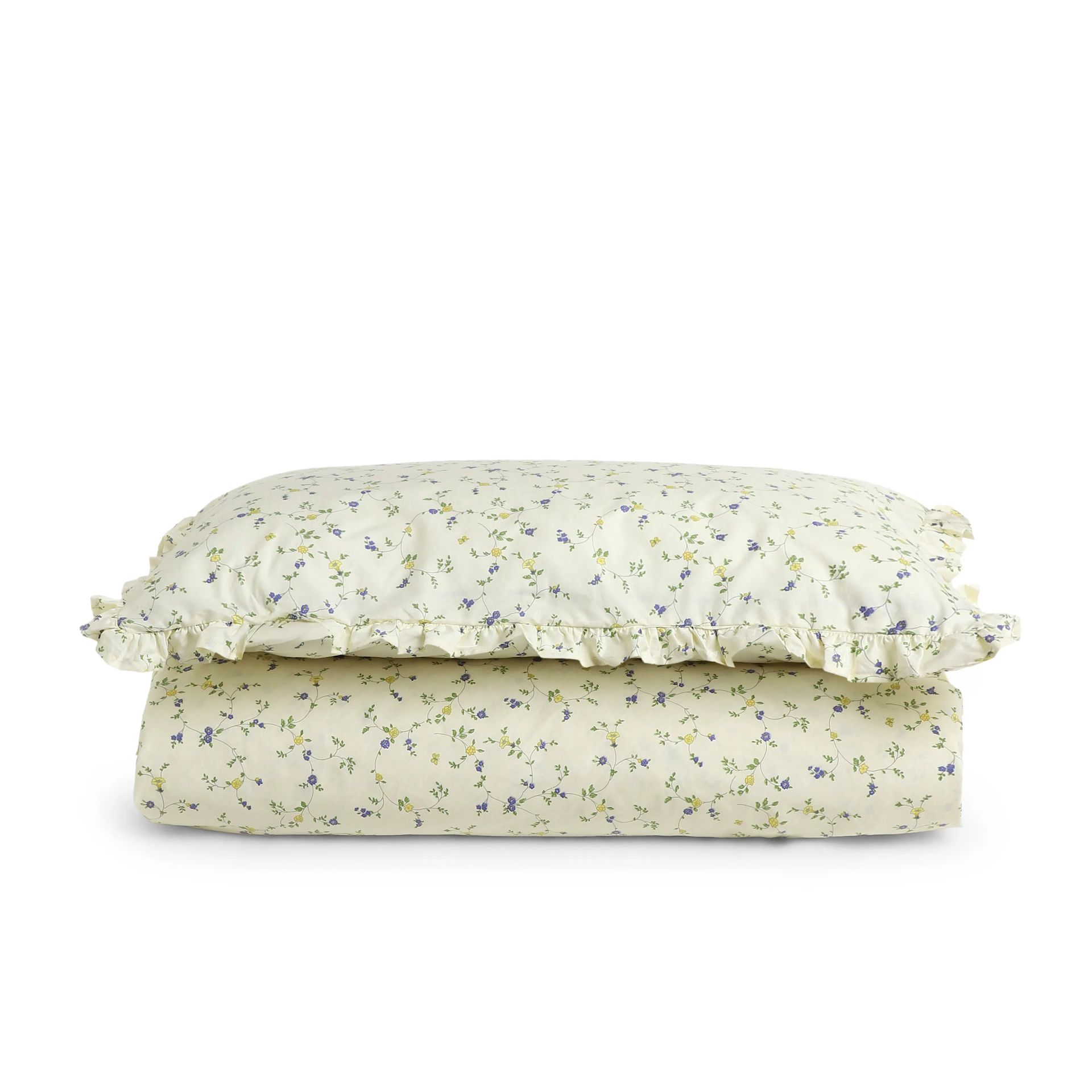 Floral 200 TC Cotton Cream Bloom Single Bedsheet Set | Bloomshire Luxe
