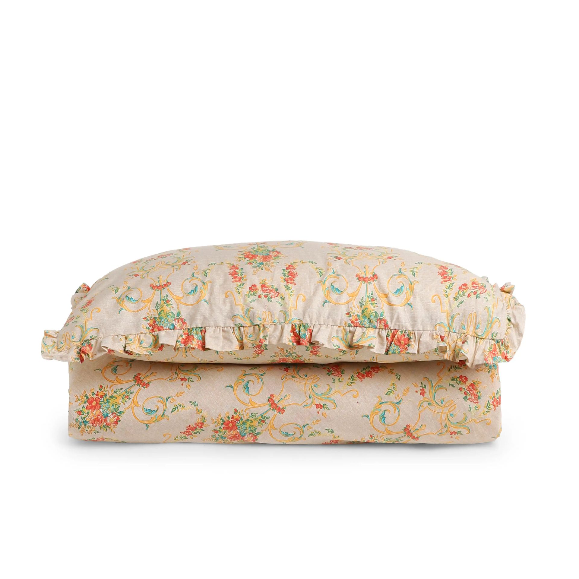 Floral 200 TC Cotton Multicolour Single Bedsheet Set | Bloomshire Luxe