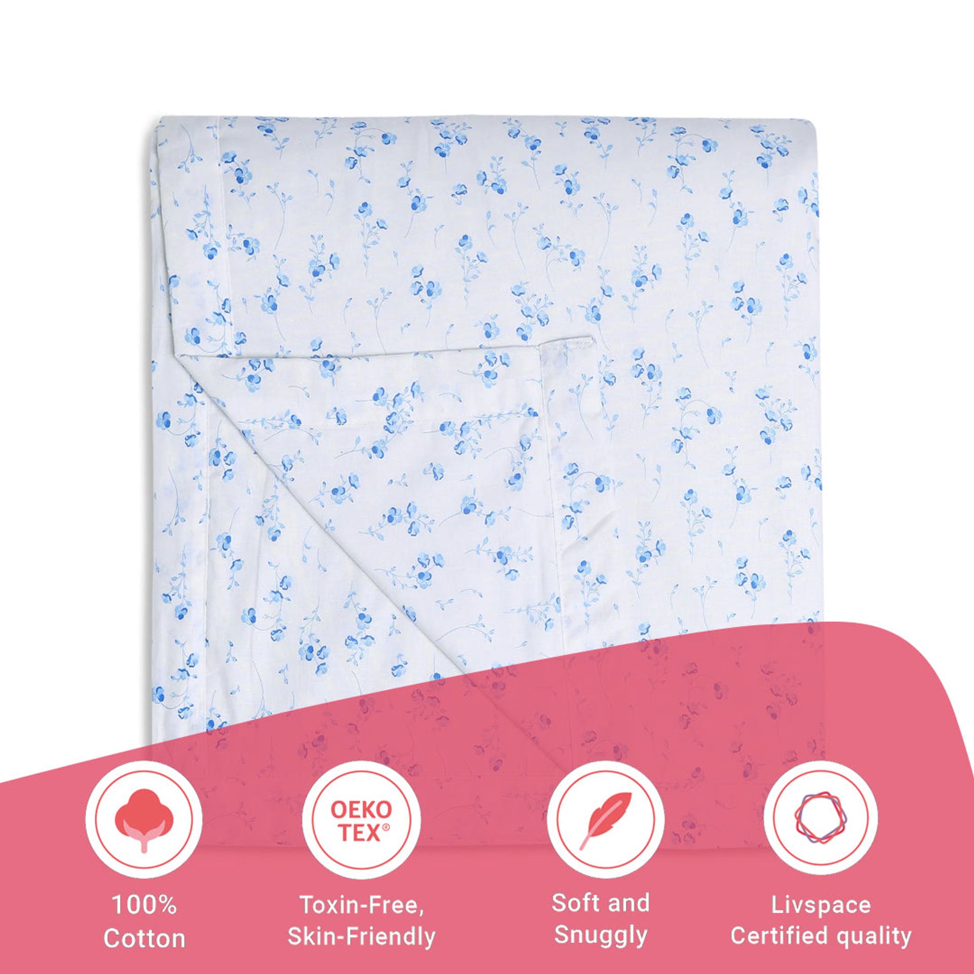 Floral 144 TC 100% Cotton Ocean Blue Double Dohar | Bloomshire Classic