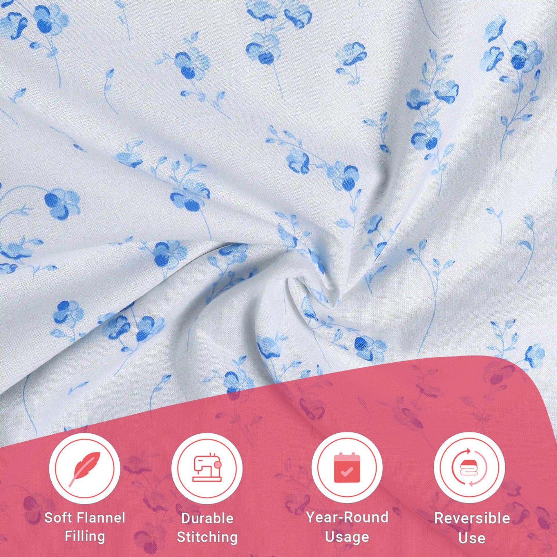 Floral 144 TC 100% Cotton Ocean Blue Double Dohar | Bloomshire Classic