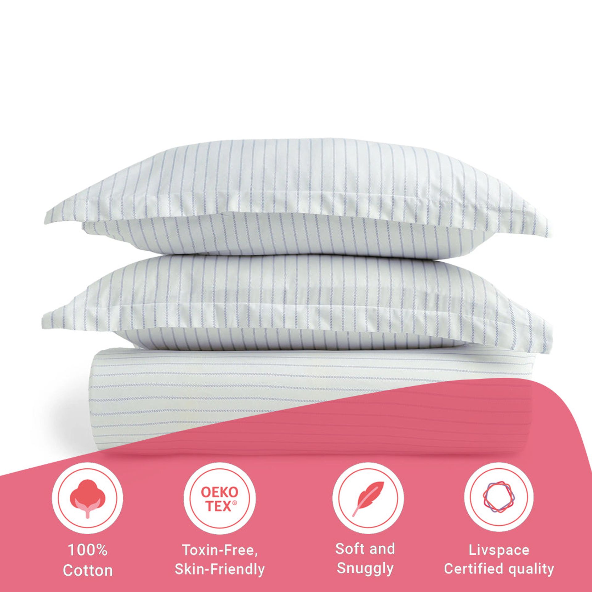 Geometric 144 TC 100% Cotton Blue Queen Fitted Sheet Set | Bloomshire Classic