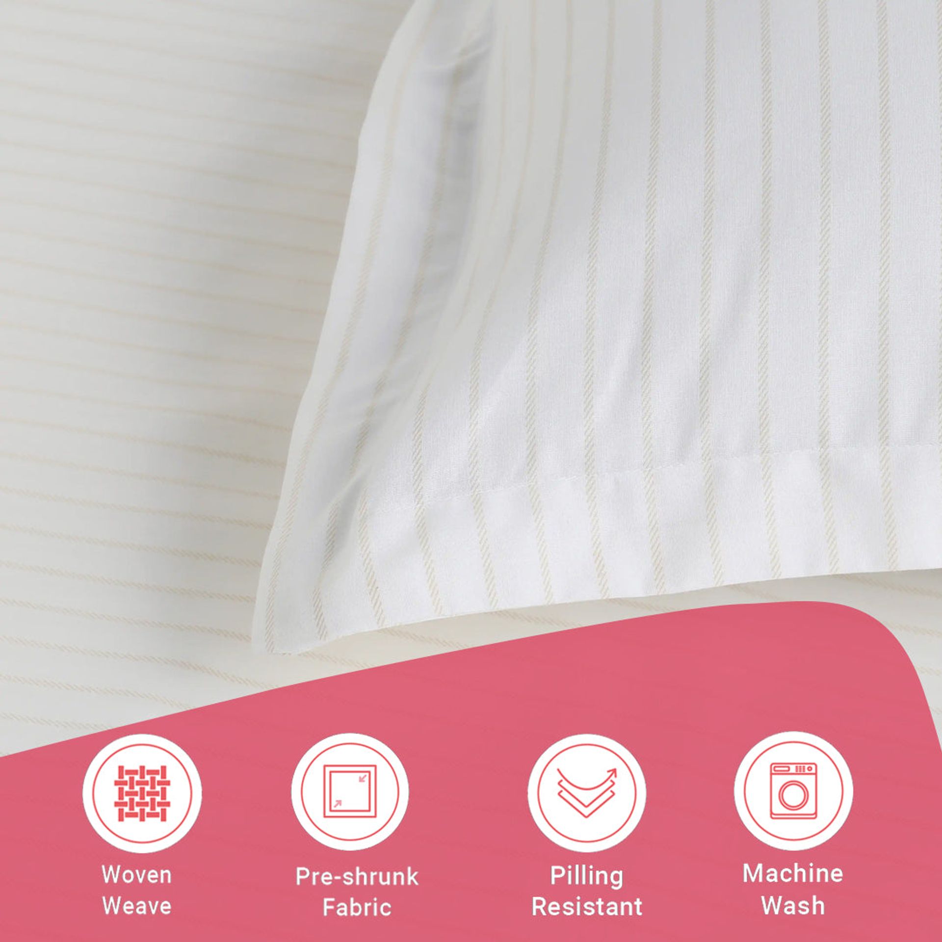 Geometric 144 TC 100% Cotton Beige Queen Fitted Sheet Set | Bloomshire Classic