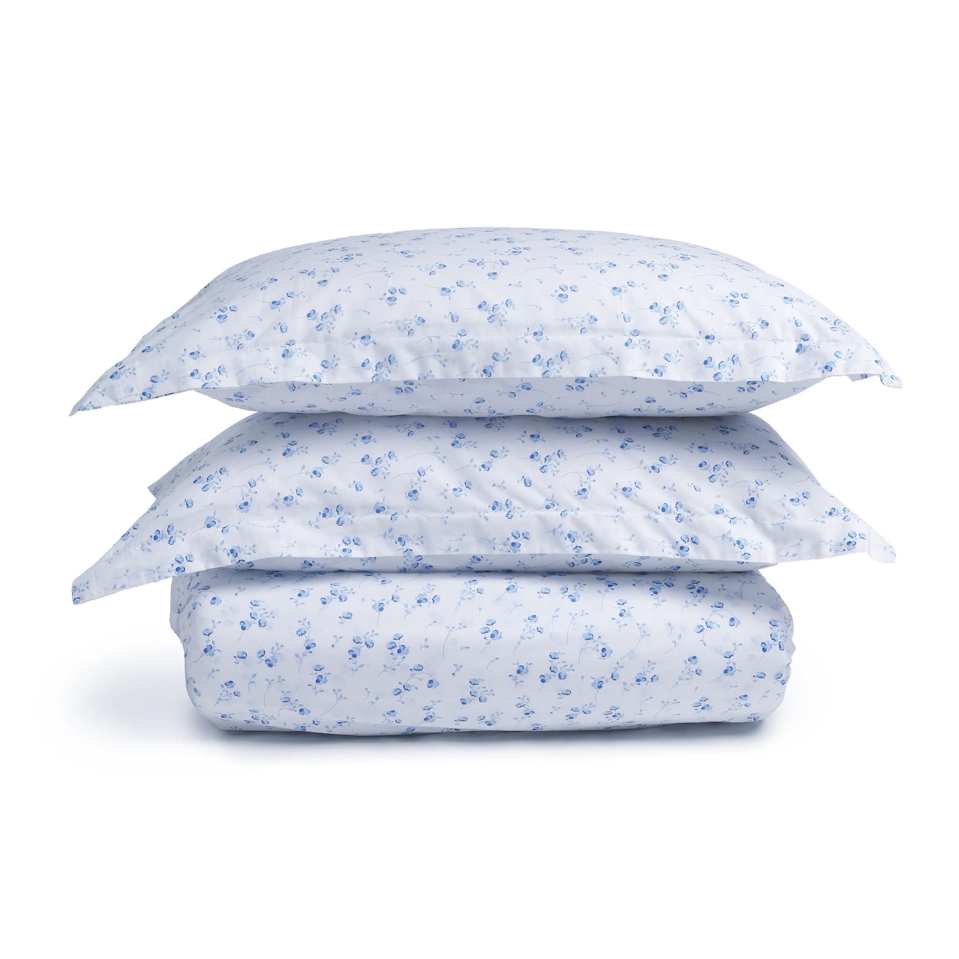 Floral 144 TC 100% Cotton Ocean Blue Queen Fitted Sheet Set | Bloomshire Classic