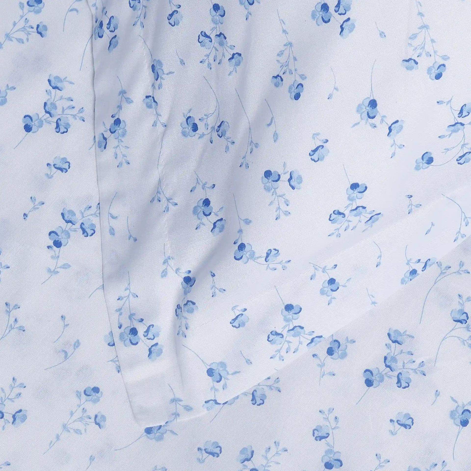 Floral 144 TC 100% Cotton Ocean Blue Queen Fitted Sheet Set | Bloomshire Classic