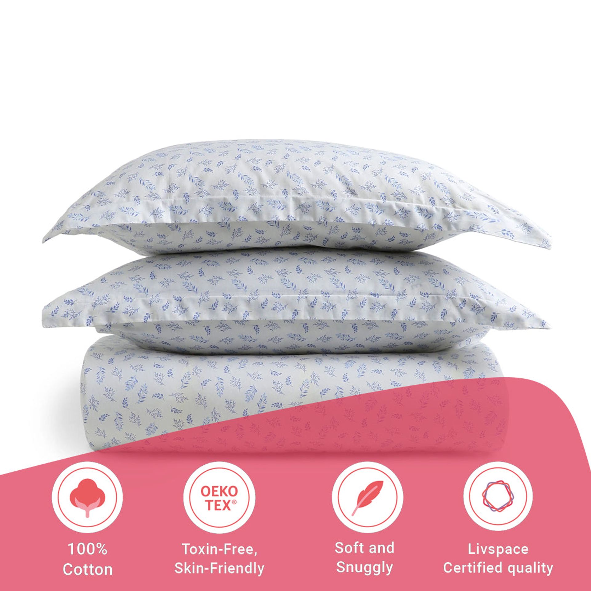 Floral 144 TC 100% Cotton Purple Queen Fitted Sheet Set | Bloomshire Classic