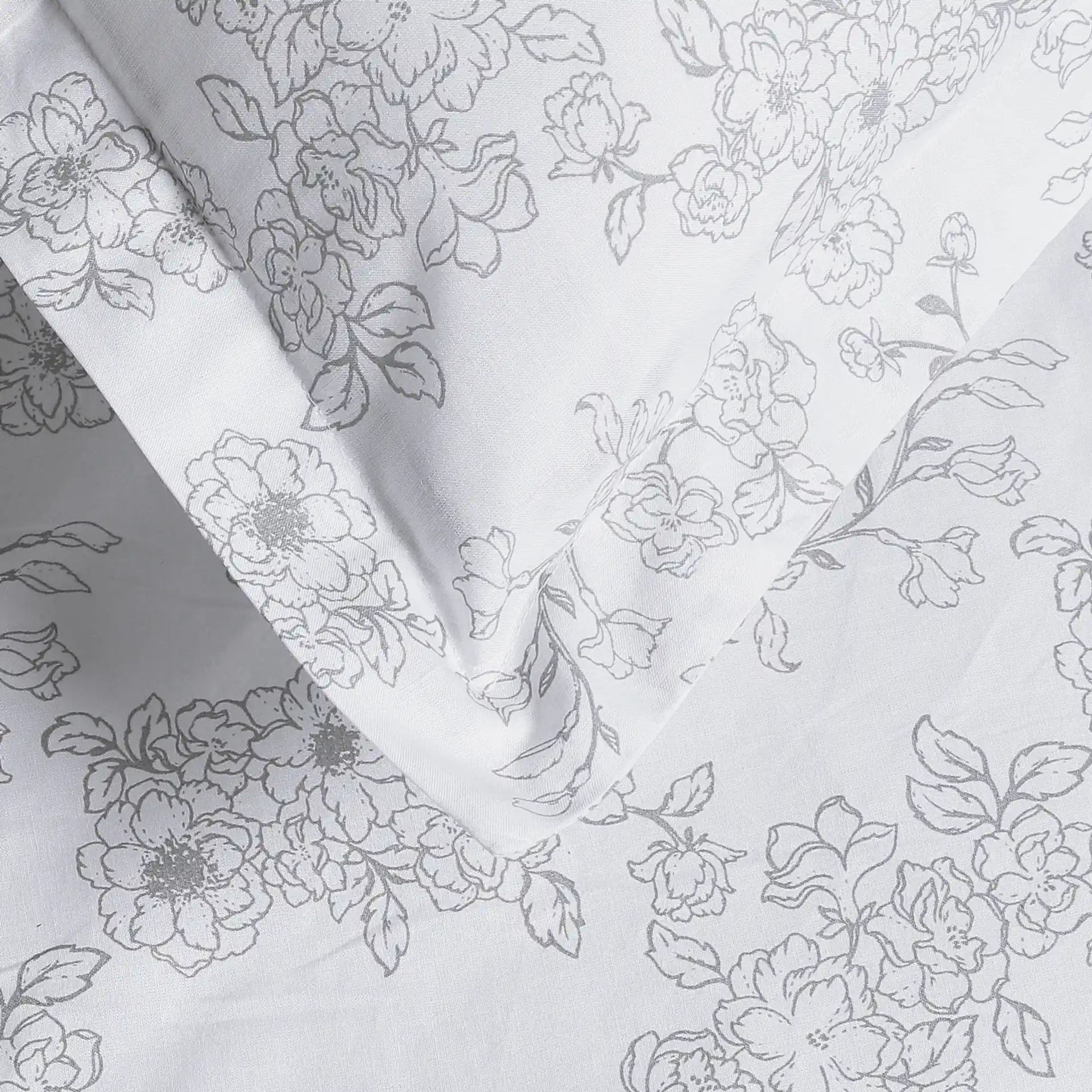 Floral 144 TC 100% Cotton Grey Queen Fitted Sheet Set | Bloomshire Classic