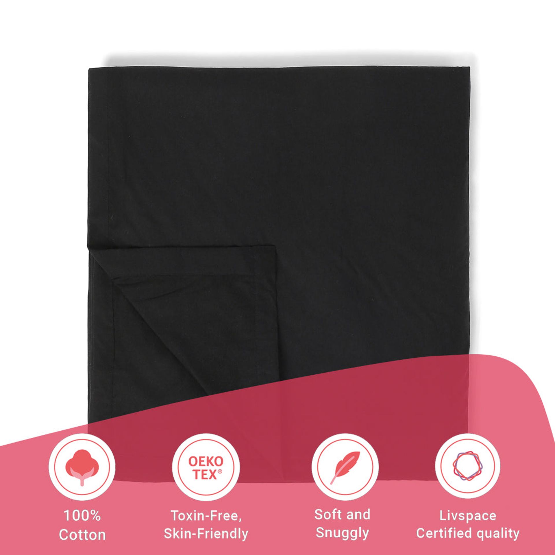 Solid Dyed 144 GSM 100% Cotton Black Double Dohar | Paleto