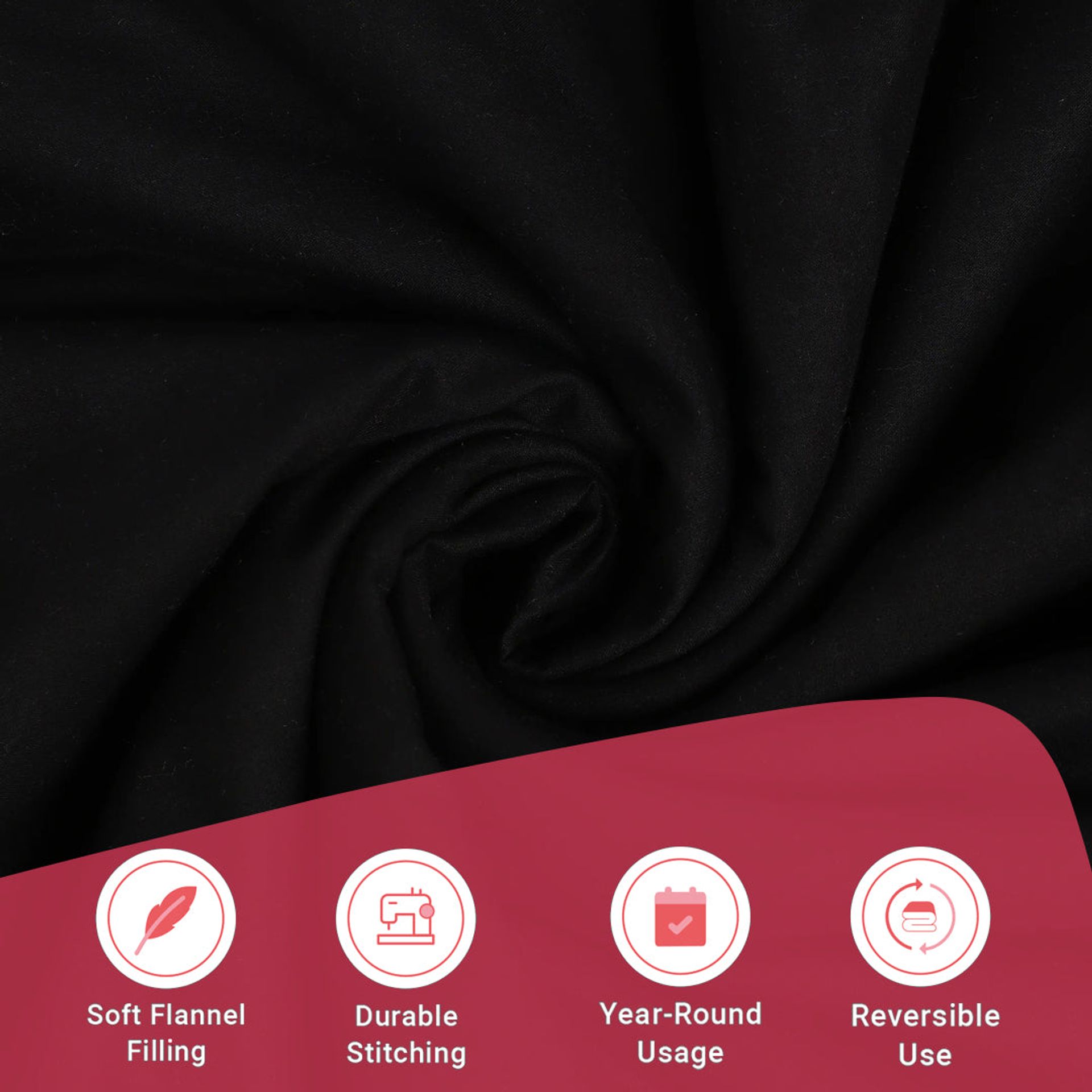 Solid Dyed 144 GSM 100% Cotton Black Double Dohar | Paleto