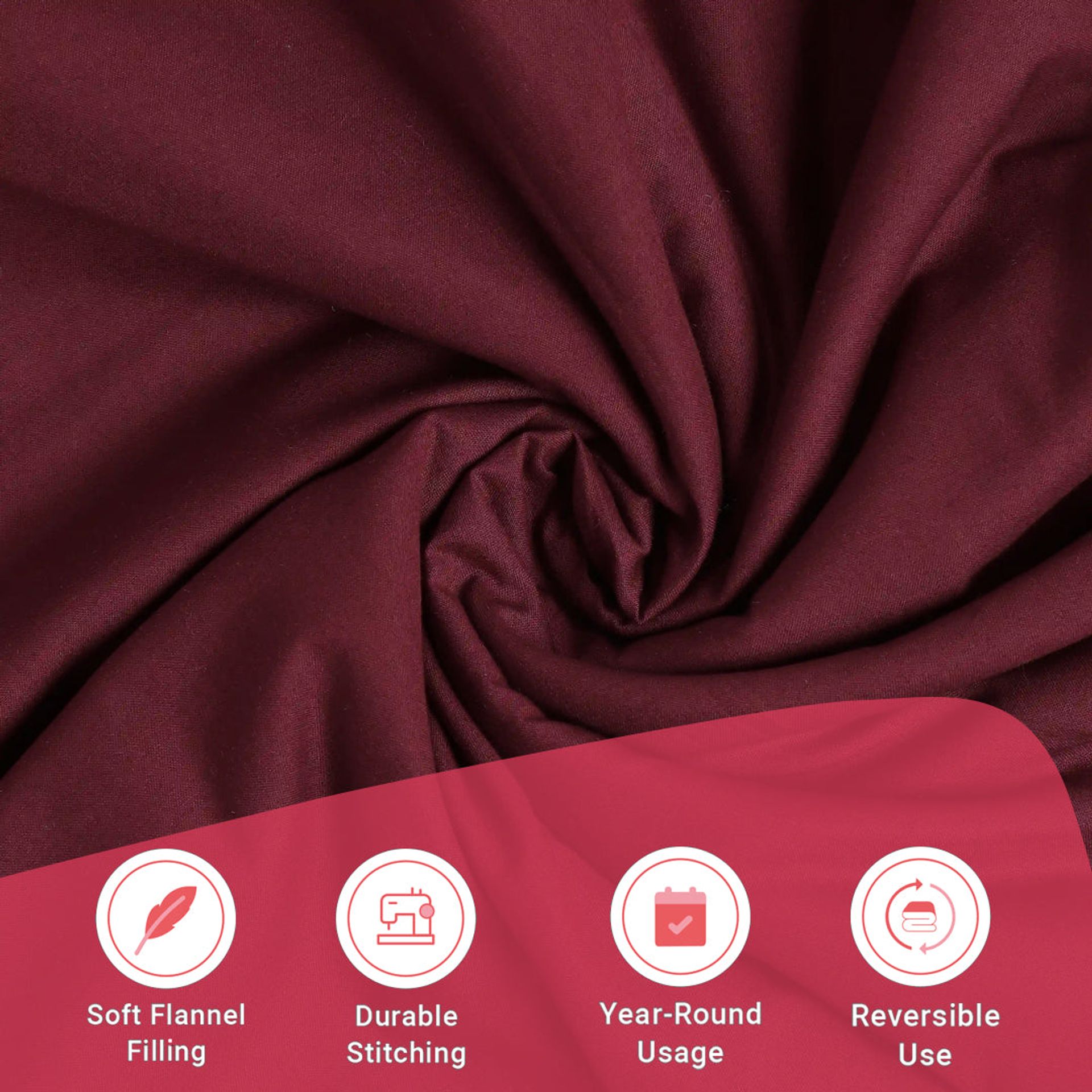 Solid Dyed 144 GSM 100% Cotton Windsor Wine Double Dohar | Paleto