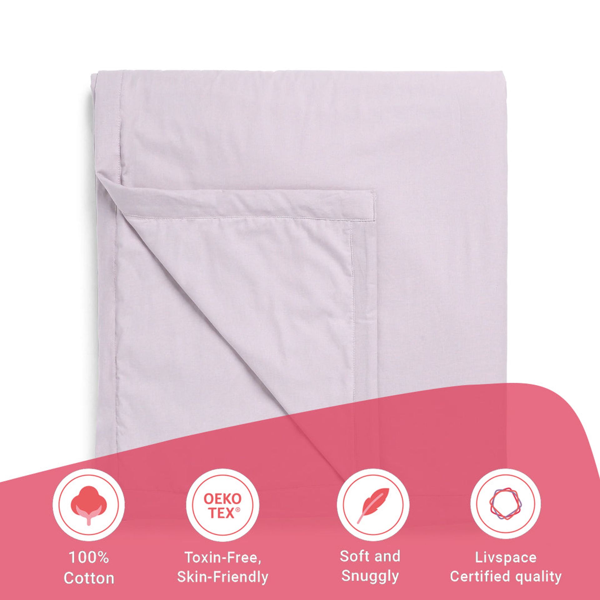 Solid Dyed 144 GSM 100% Cotton Grey Lavender Double Dohar | Paleto