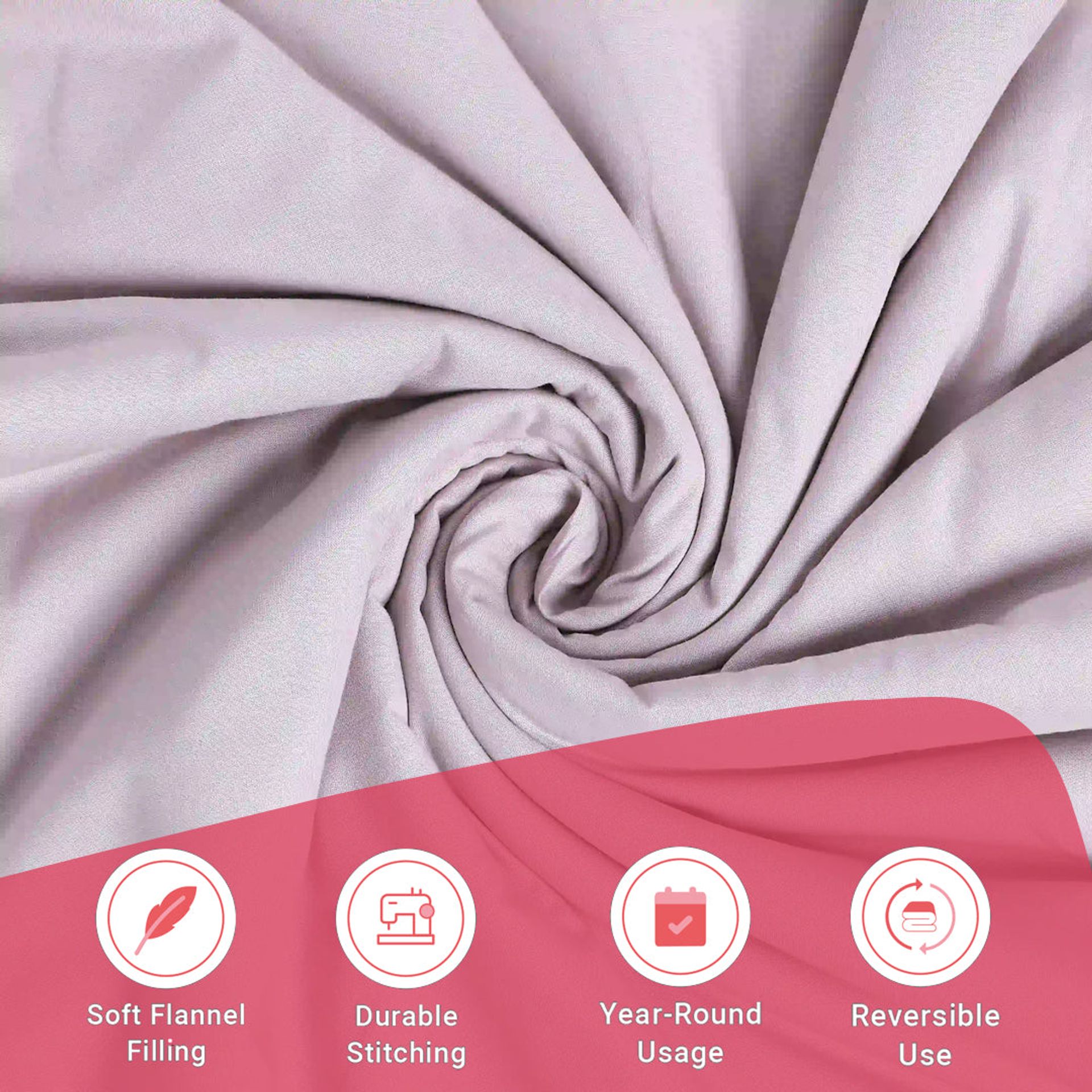 Solid Dyed 144 GSM 100% Cotton Grey Lavender Double Dohar | Paleto