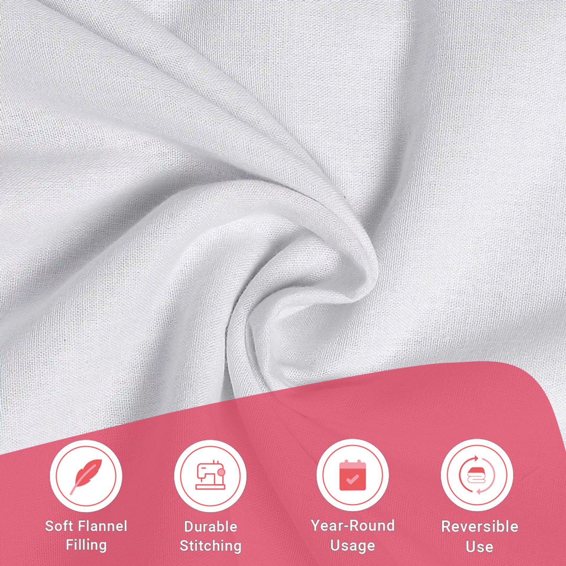 Solid Dyed 144 GSM 100% Cotton White Double Dohar | Paleto