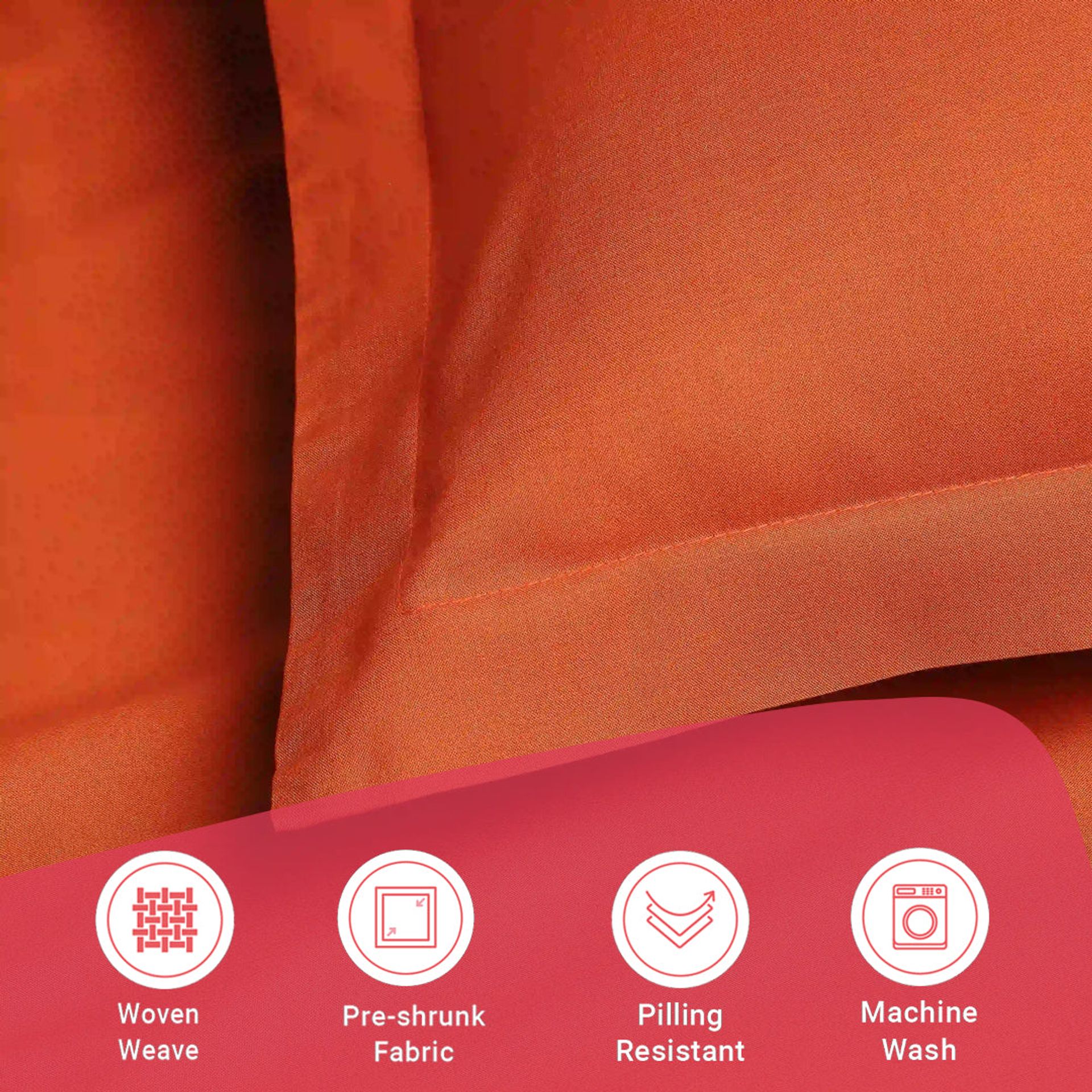 Solid Dyed 144 TC 100% Cotton Rust Queen Fitted Sheet Set | Paleto