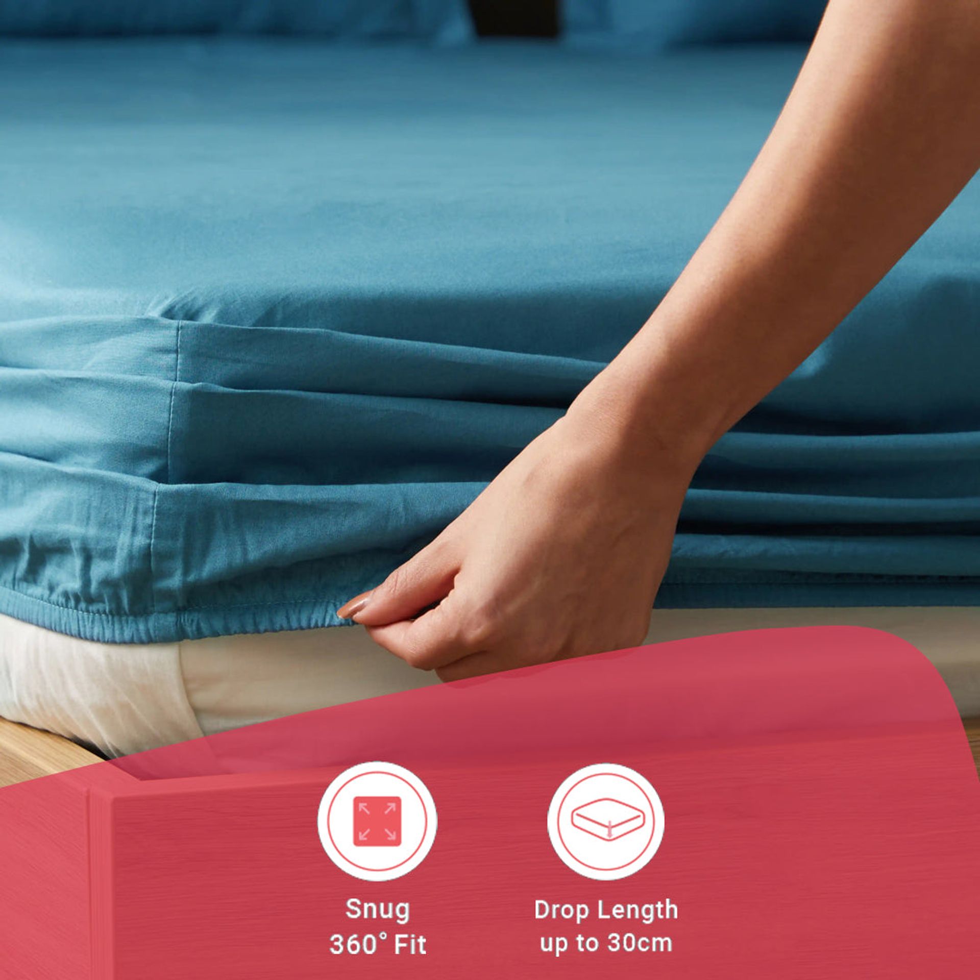 Solid Dyed 144 TC 100% Cotton Mineral Queen Fitted Sheet Set | Paleto