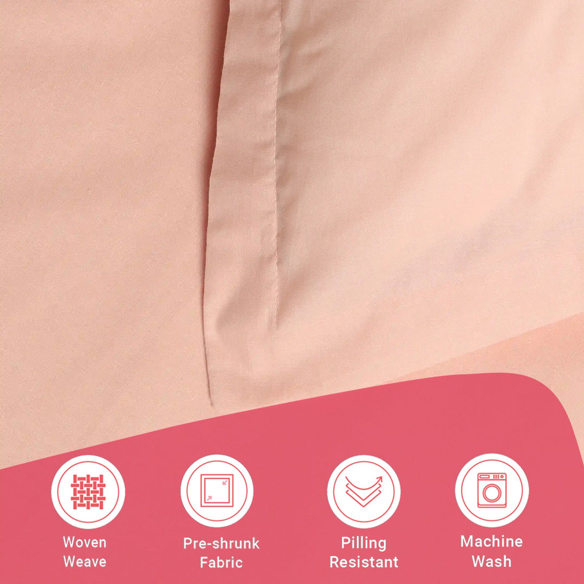 Solid Dyed 144 TC 100% Cotton Veiled Rose Queen Fitted Sheet Set | Paleto
