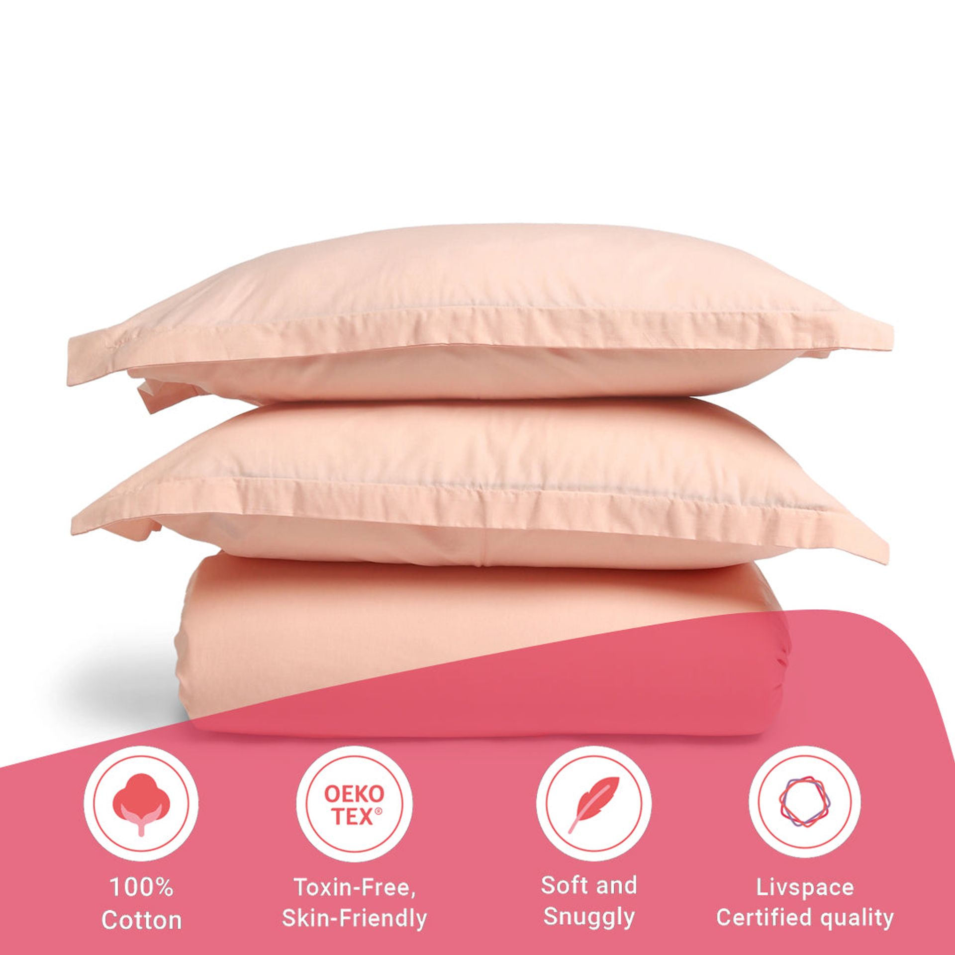 Solid Dyed 144 TC 100% Cotton Veiled Rose Queen Fitted Sheet Set | Paleto