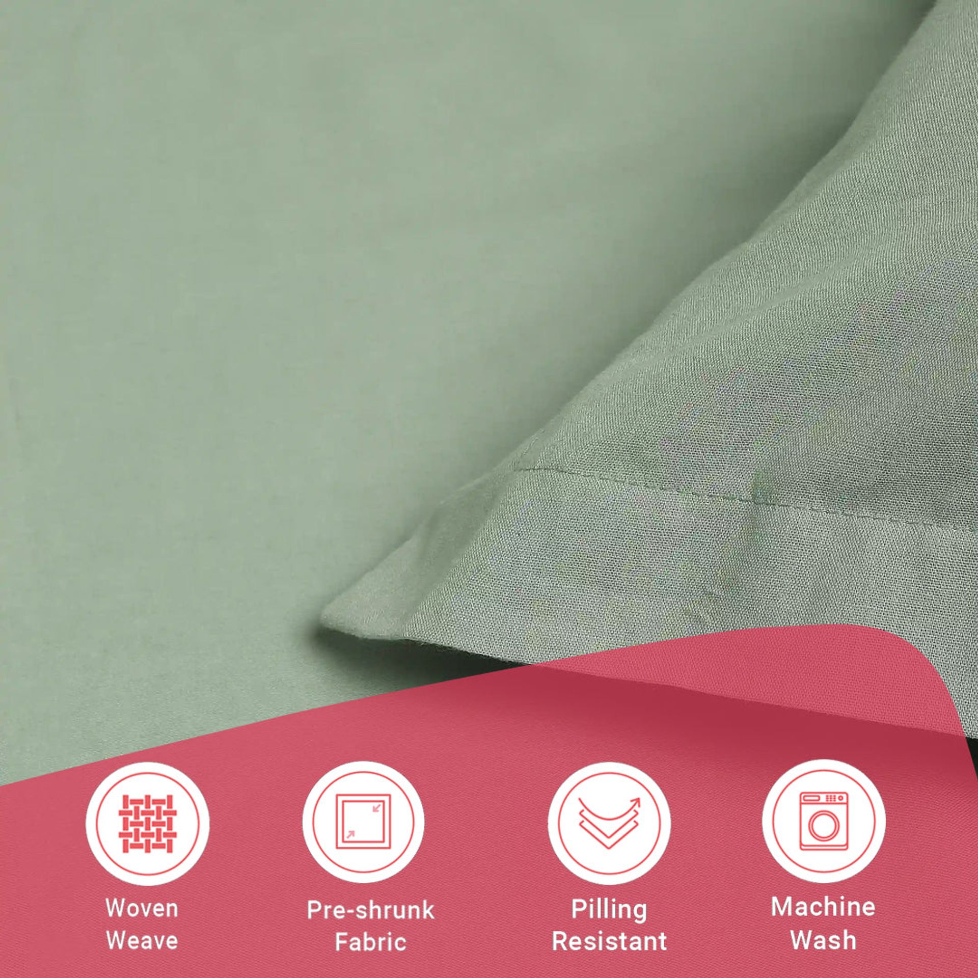 Solid Dyed 144 TC 100% Cotton Green Sage Queen Fitted Sheet Set | Paleto
