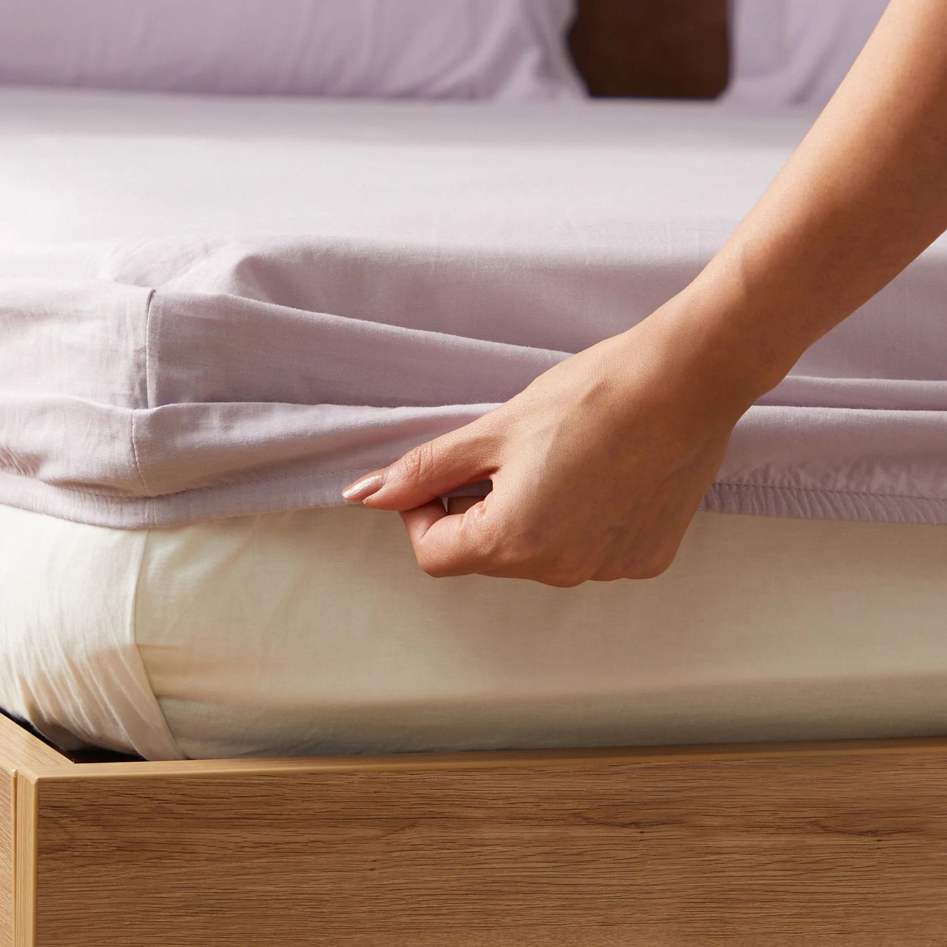 Solid Dyed 144 TC 100% Cotton Grey Lavender Queen Fitted Sheet Set | Paleto