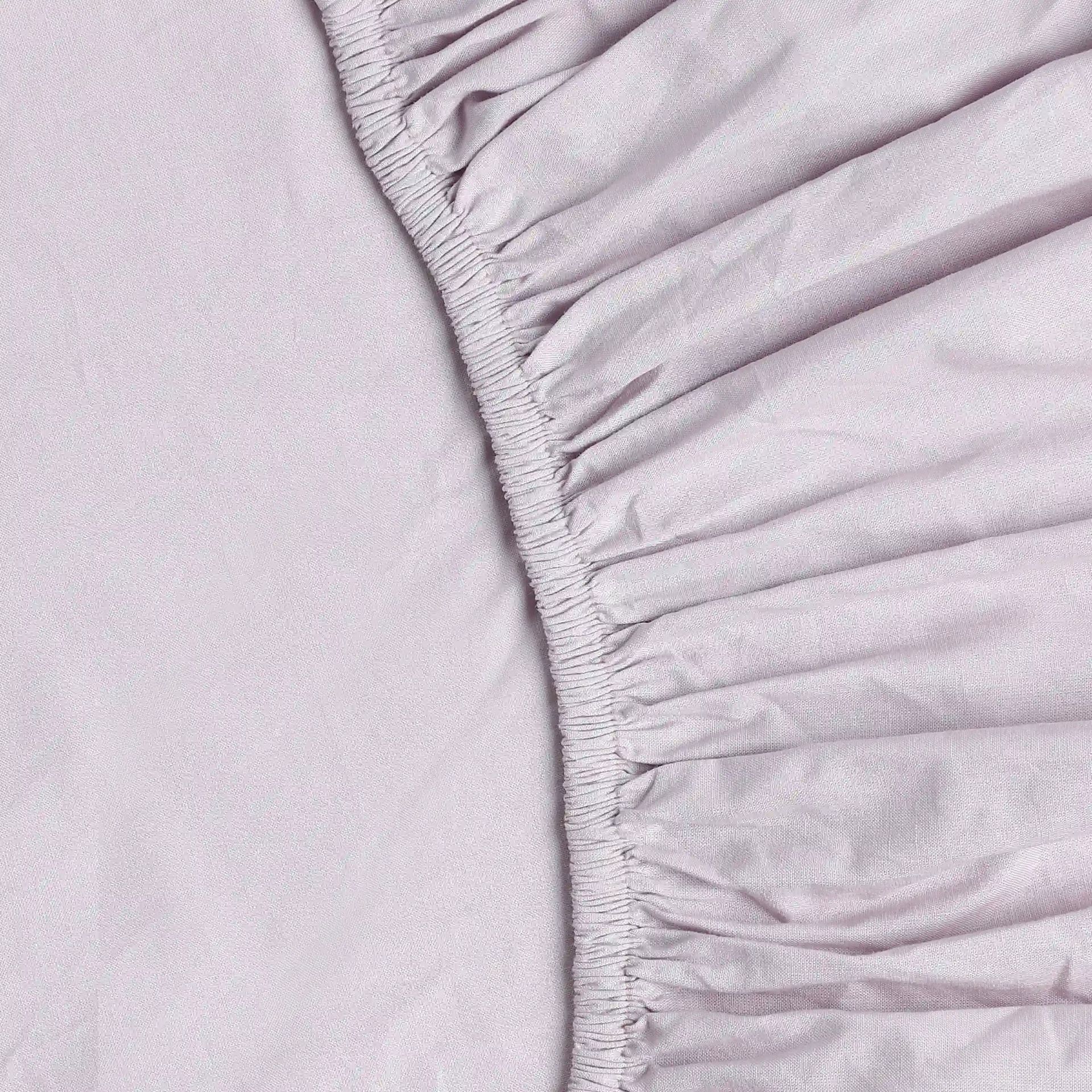 Solid Dyed 144 TC 100% Cotton Grey Lavender Queen Fitted Sheet Set | Paleto