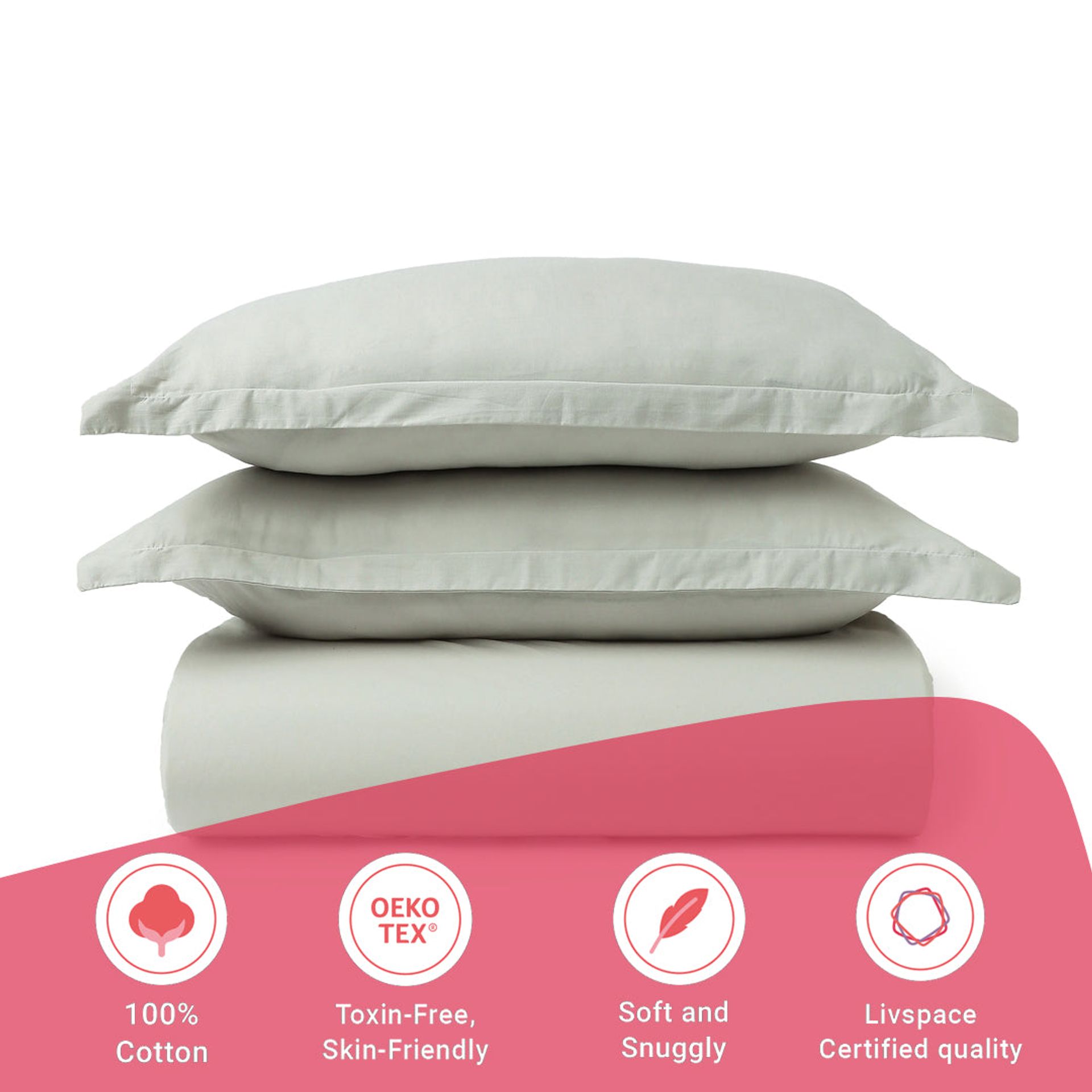 Solid Dyed 144 TC 100% Cotton Silver Queen Fitted Sheet Set | Paleto