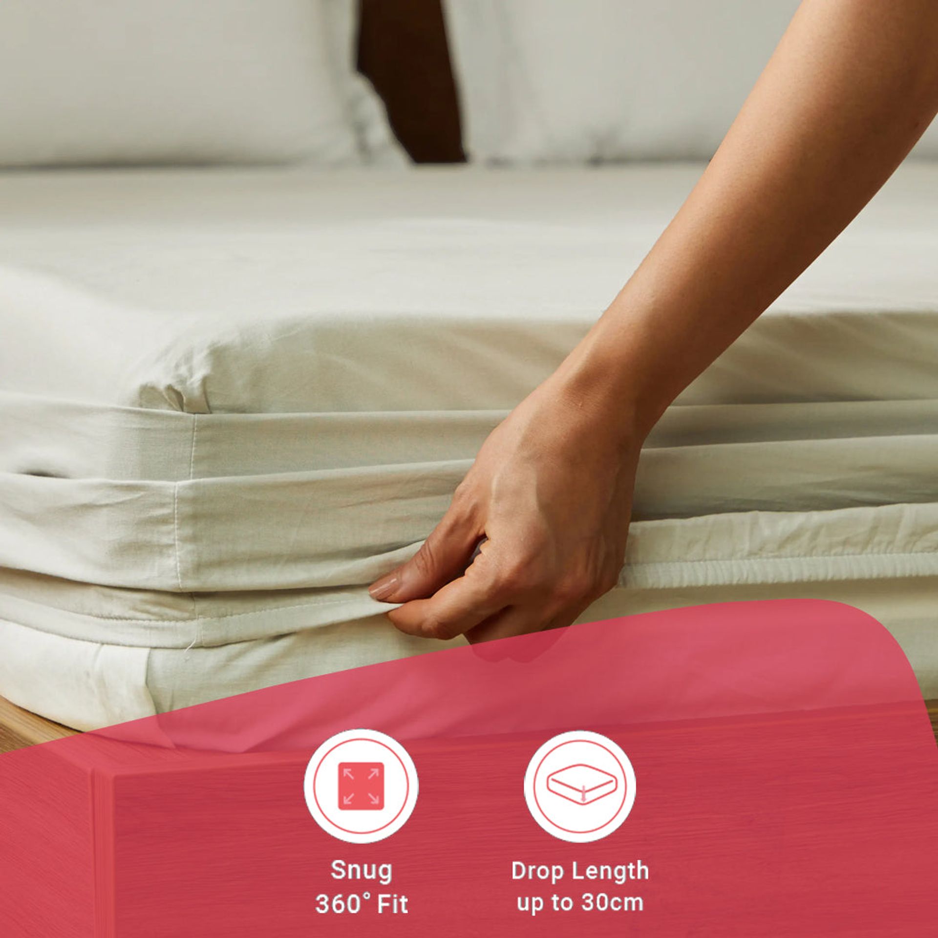 Solid Dyed 144 TC 100% Cotton Silver Queen Fitted Sheet Set | Paleto