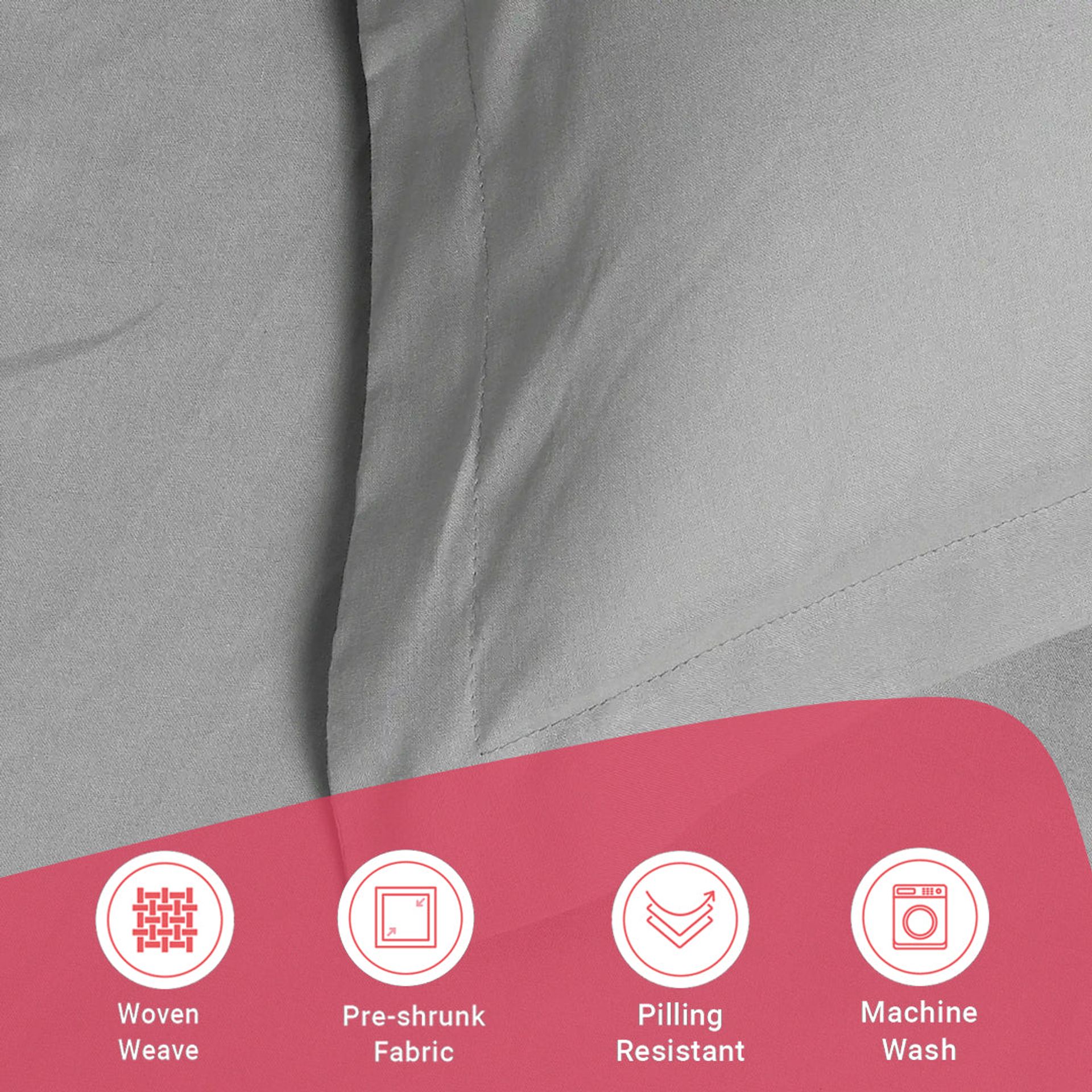Solid Dyed 144 TC 100% Cotton Grey Queen Fitted Sheet Set | Paleto