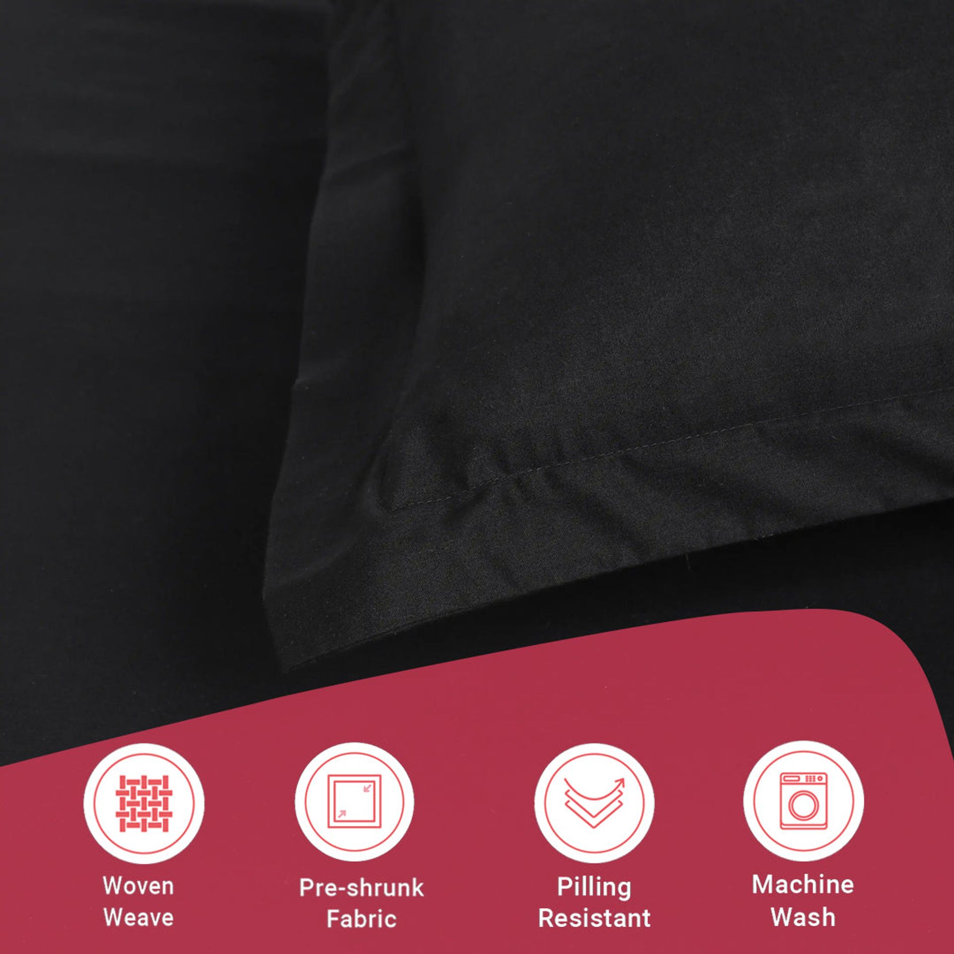 Solid Dyed 144 TC 100% Cotton Black Single Bedsheet Set | Paleto