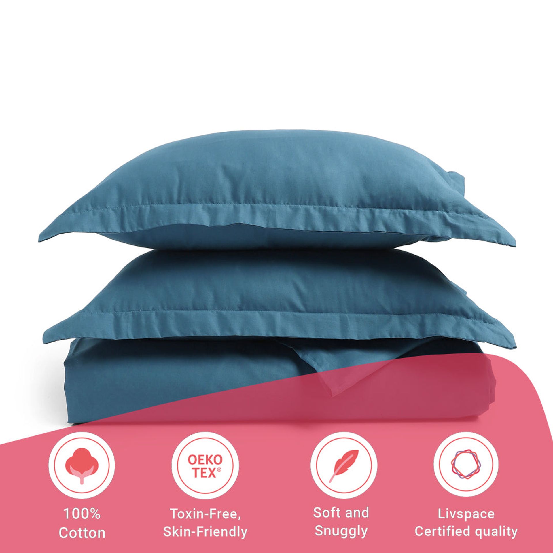 Solid Dyed 144 TC 100% Cotton Mineral Single Bedsheet Set | Paleto