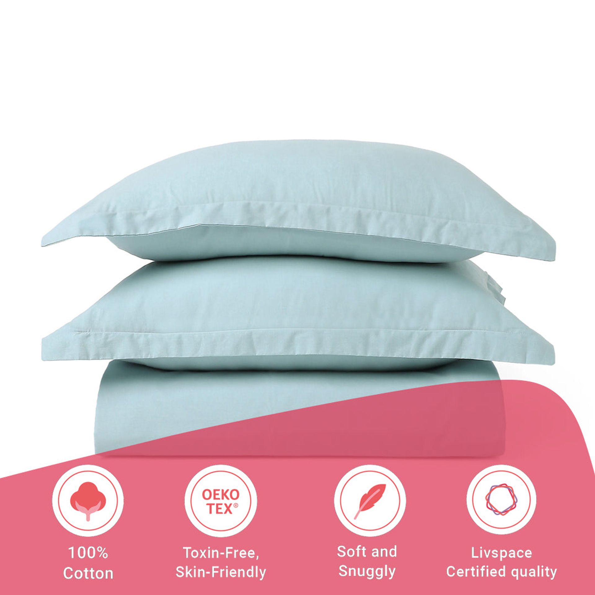 Solid Dyed 144 TC 100% Cotton Blue Sky Single Bedsheet Set | Paleto