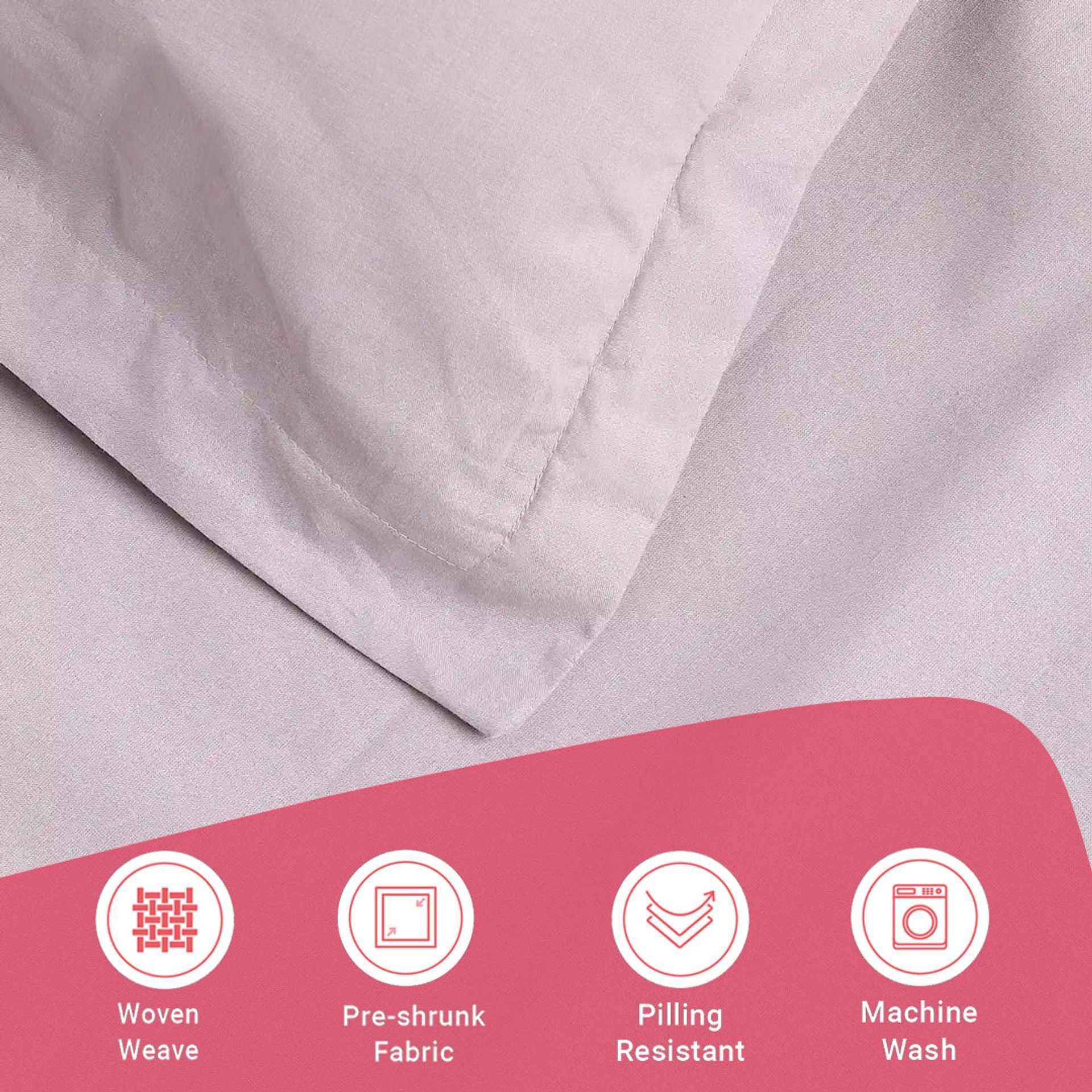 Solid Dyed 144 TC 100% Cotton Grey Lavender Single Bedsheet Set | Paleto