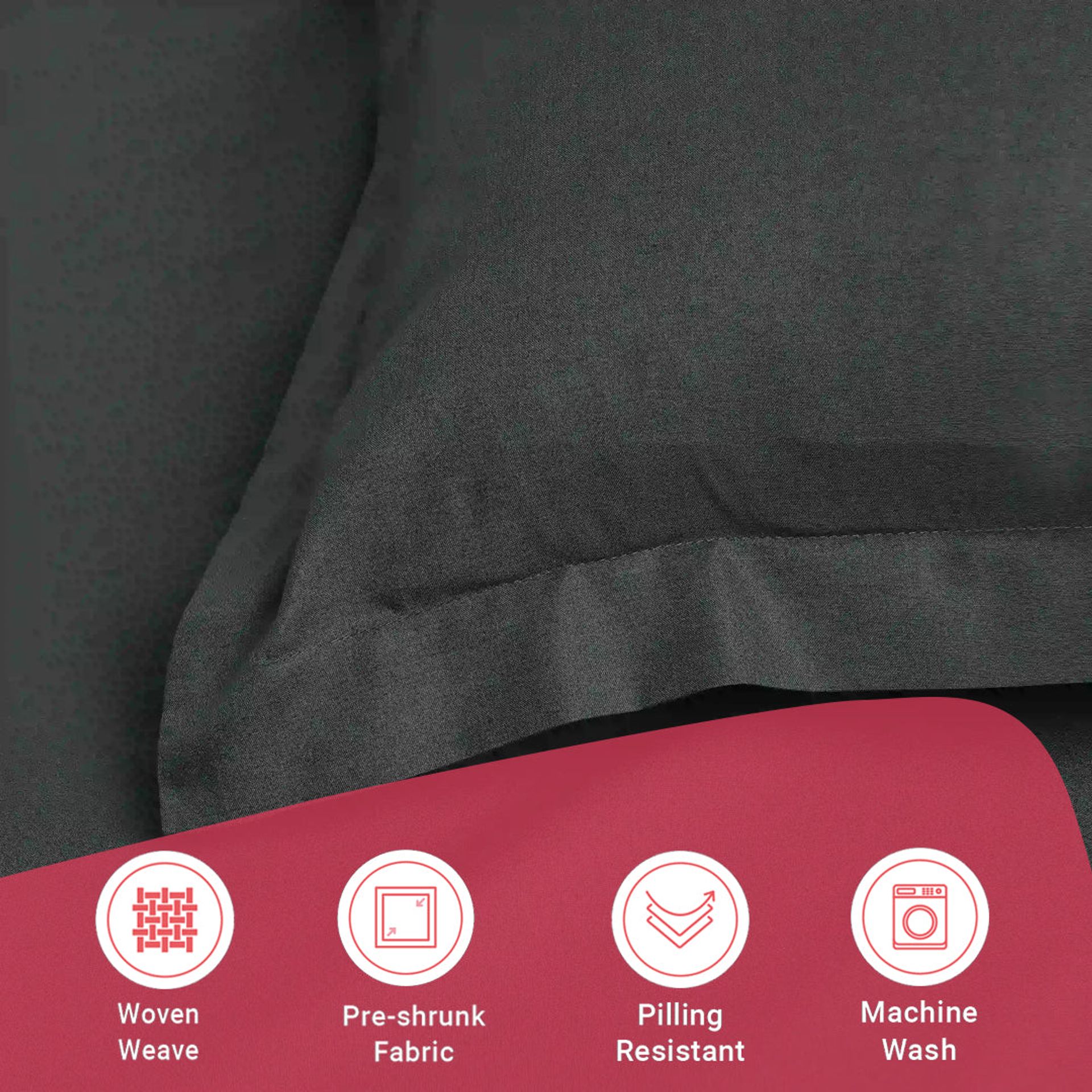 Solid Dyed 144 TC 100% Cotton Dark Grey Single Bedsheet Set | Paleto