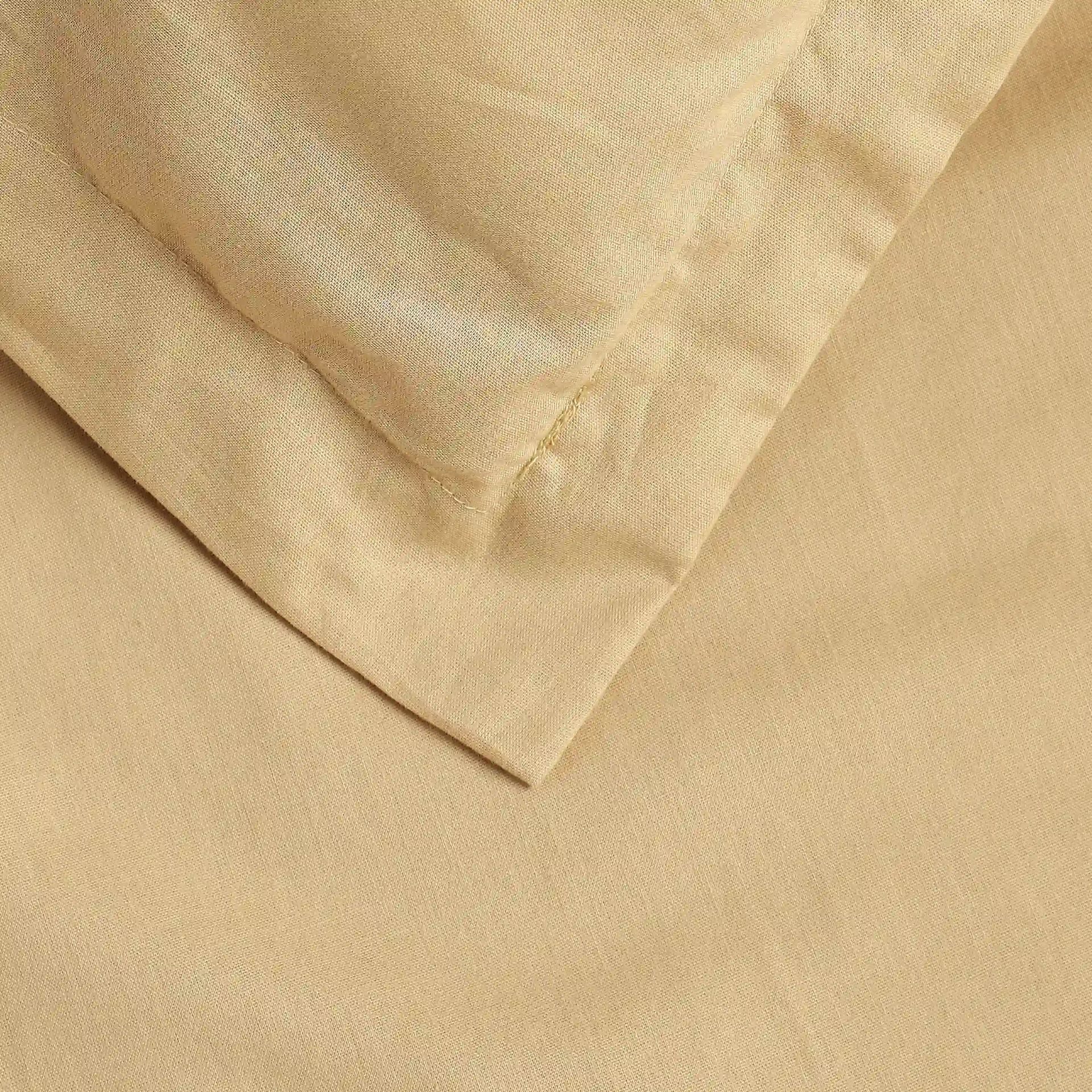 Solid Dyed 144 TC 100% Cotton Beige Single Bedsheet Set | Paleto