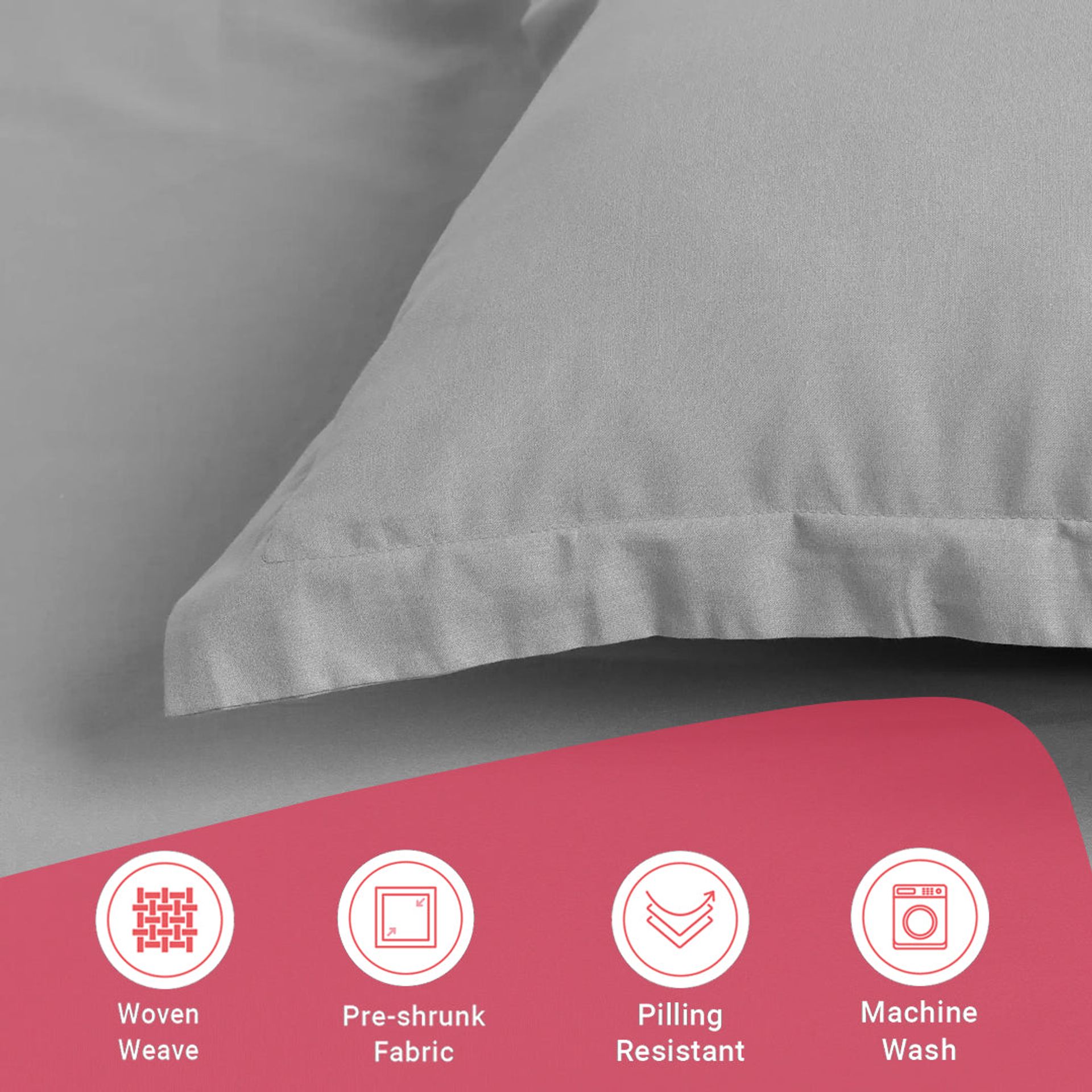 Solid Dyed 144 TC 100% Cotton Grey Single Bedsheet Set | Paleto