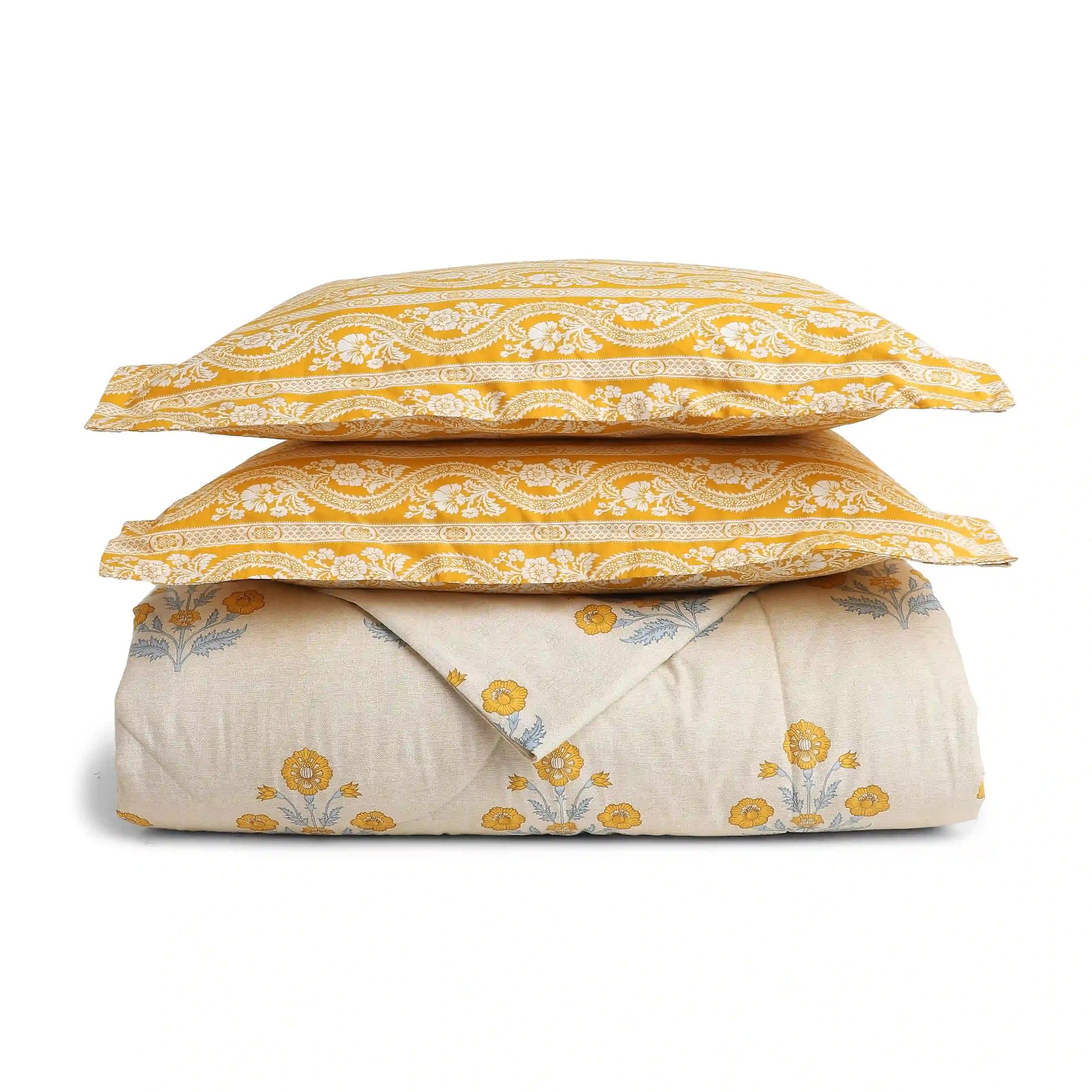 Indian Heritage 144 TC Cotton Ochre Double Bedding Set | Chippa Lane