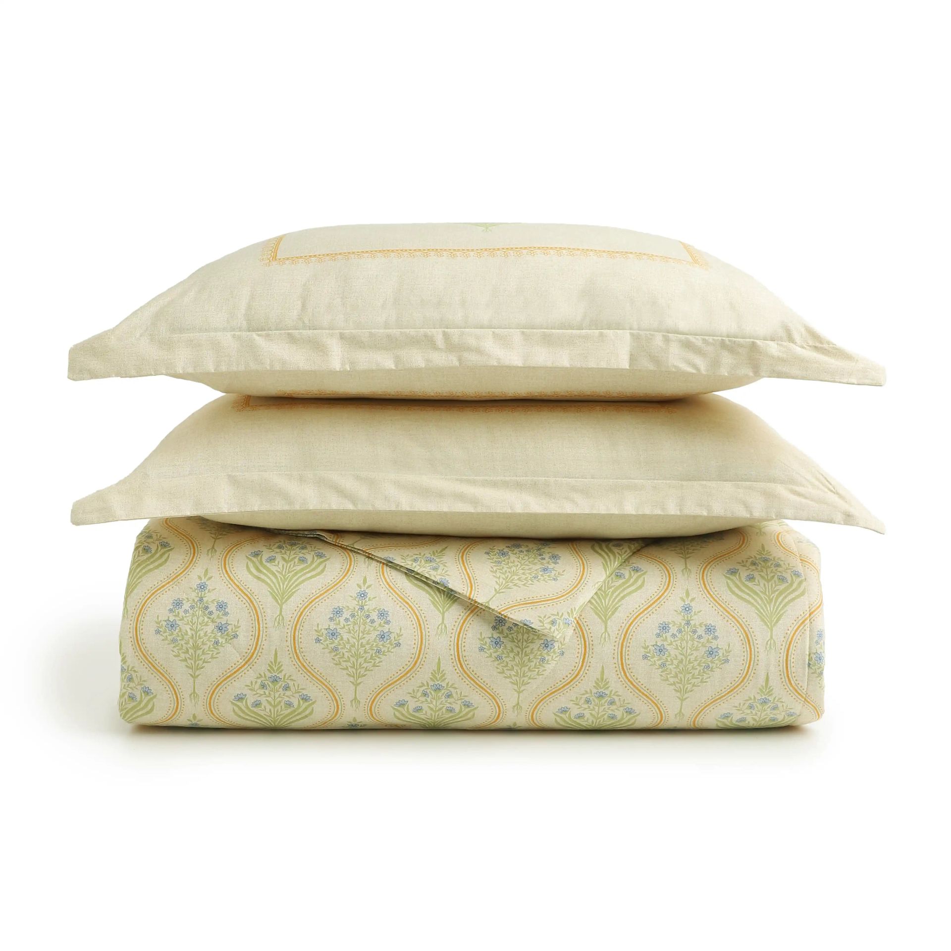 Indian Heritage 144 TC Cotton Mustard Double Bedding Set | Chippa Lane
