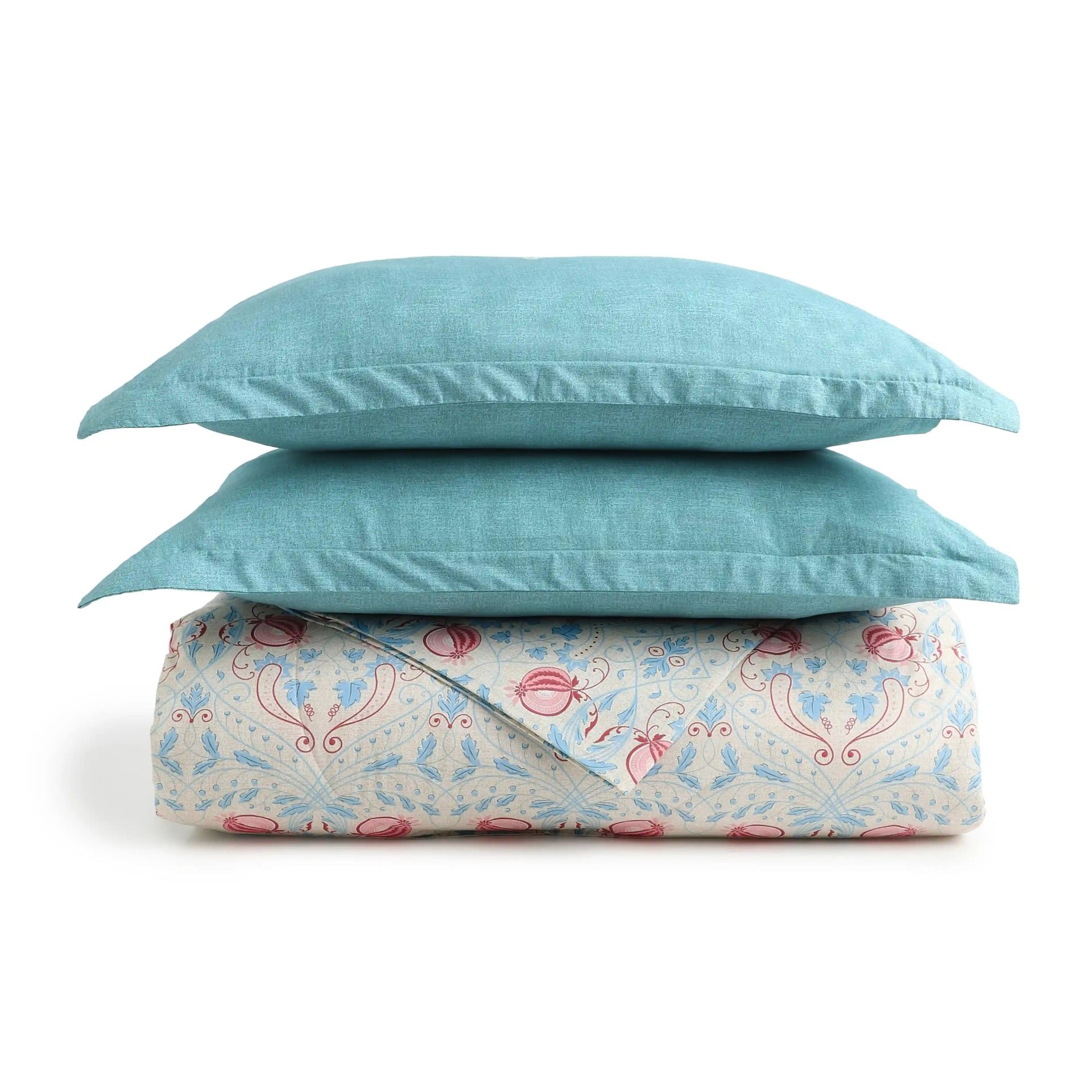 Indian Heritage 144 TC Cotton Light Blue Double Bedding Set | Chippa Lane