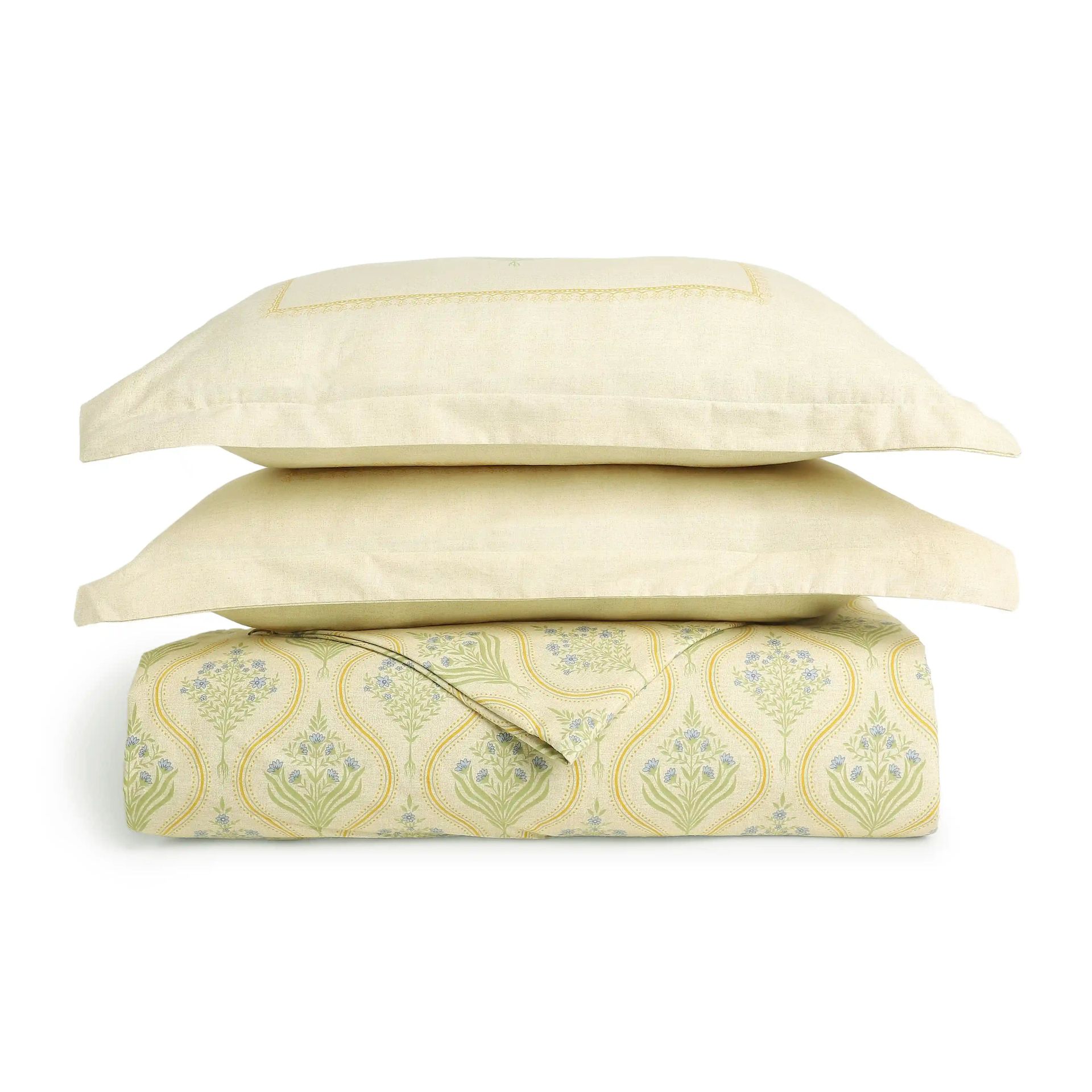 Indian Heritage 144 TC 100% Cotton Mustard Double Bedding Set | Chippa Lane