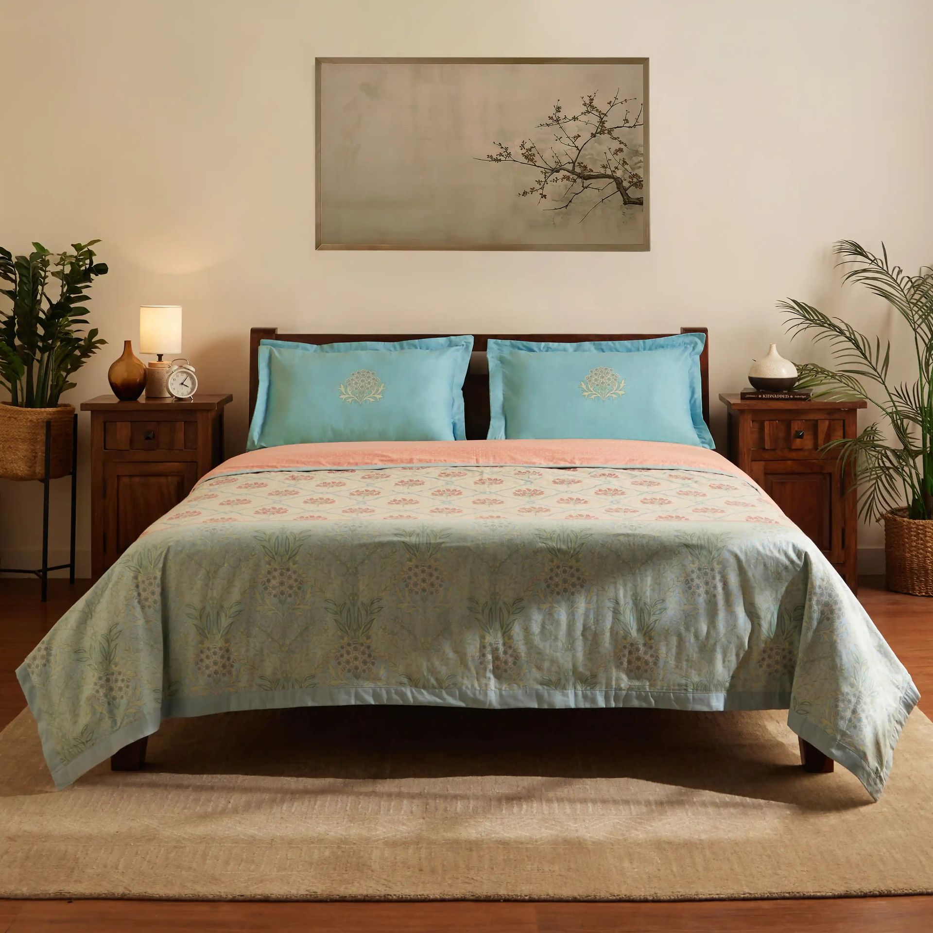 Indian Heritage 144 TC 100% Cotton Sage Bloom Double Dohar | Chippa Lane