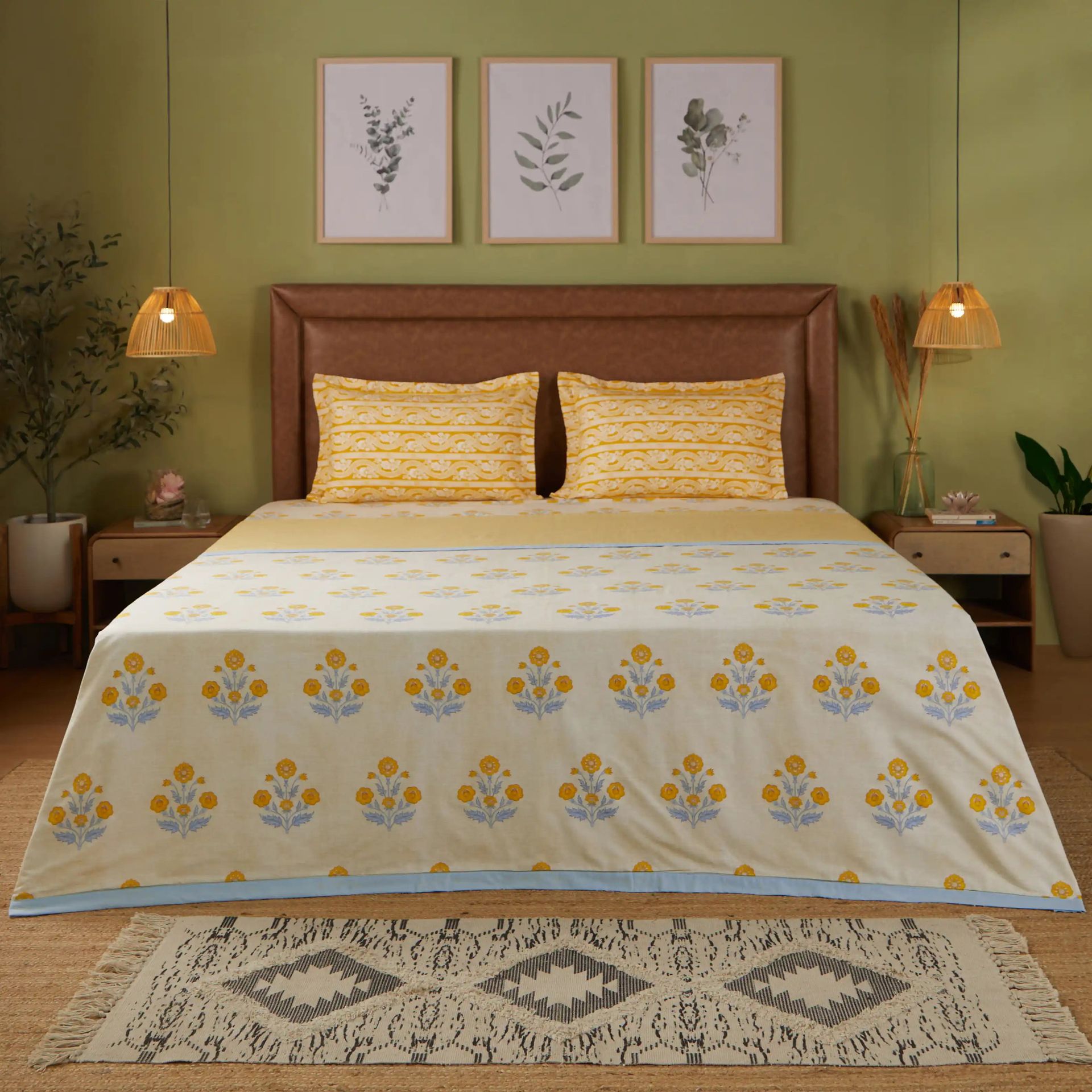 Indian Heritage 144 TC 100% Cotton Ochre Double Dohar | Chippa Lane