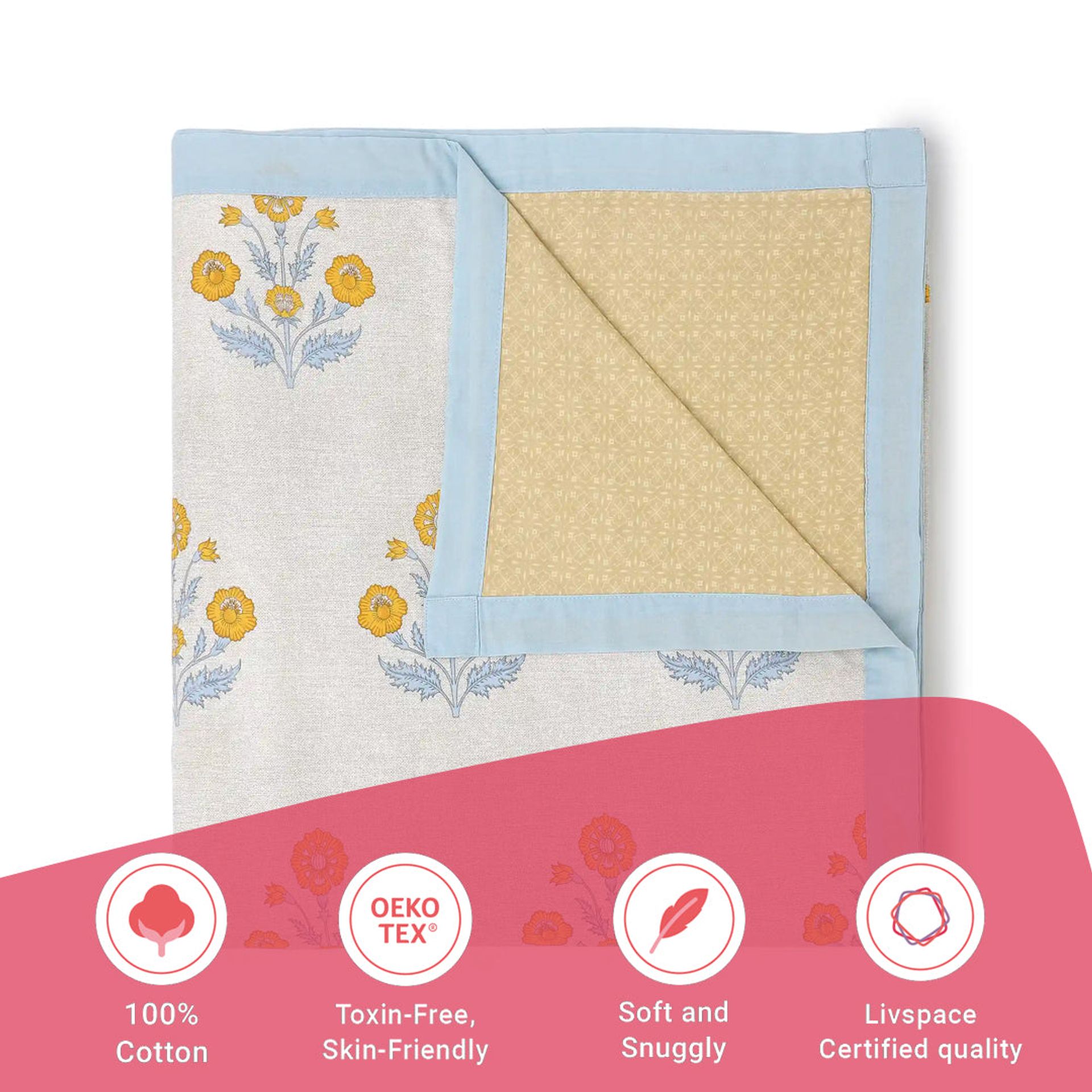 Indian Heritage 144 TC 100% Cotton Ochre Double Dohar | Chippa Lane