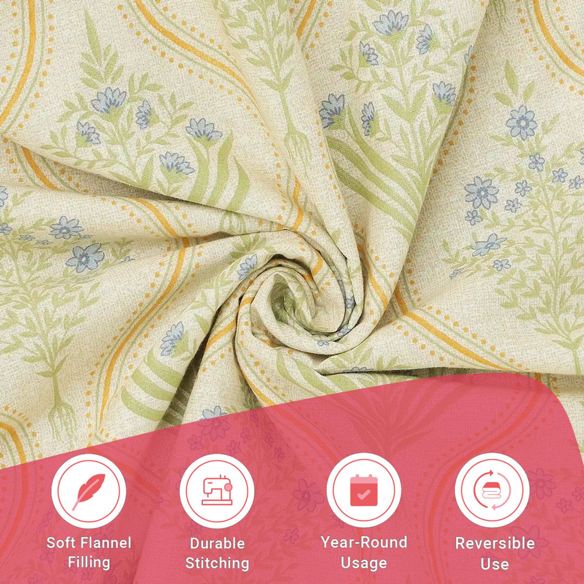 Indian Heritage 144 TC 100% Cotton Mustard Double Dohar | Chippa Lane