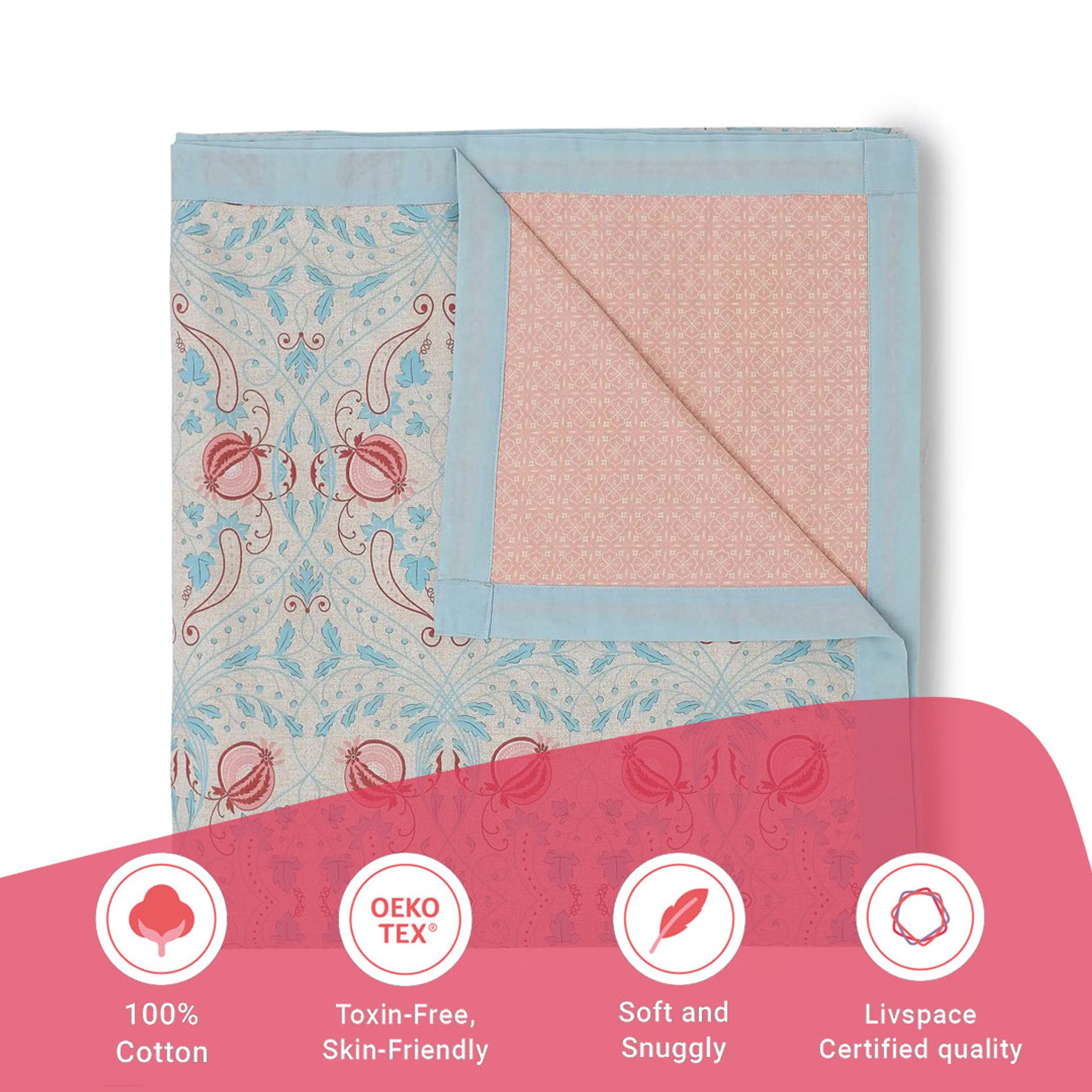 Indian Heritage 144 TC 100% Cotton Light Blue Double Dohar | Chippa Lane