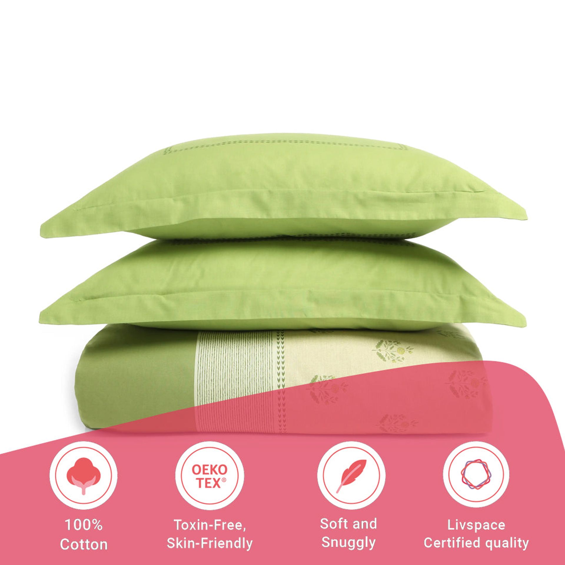 Indian Heritage 144 TC 100% Cotton Indian Moss Queen Fitted Sheet Set | Chippa Lane