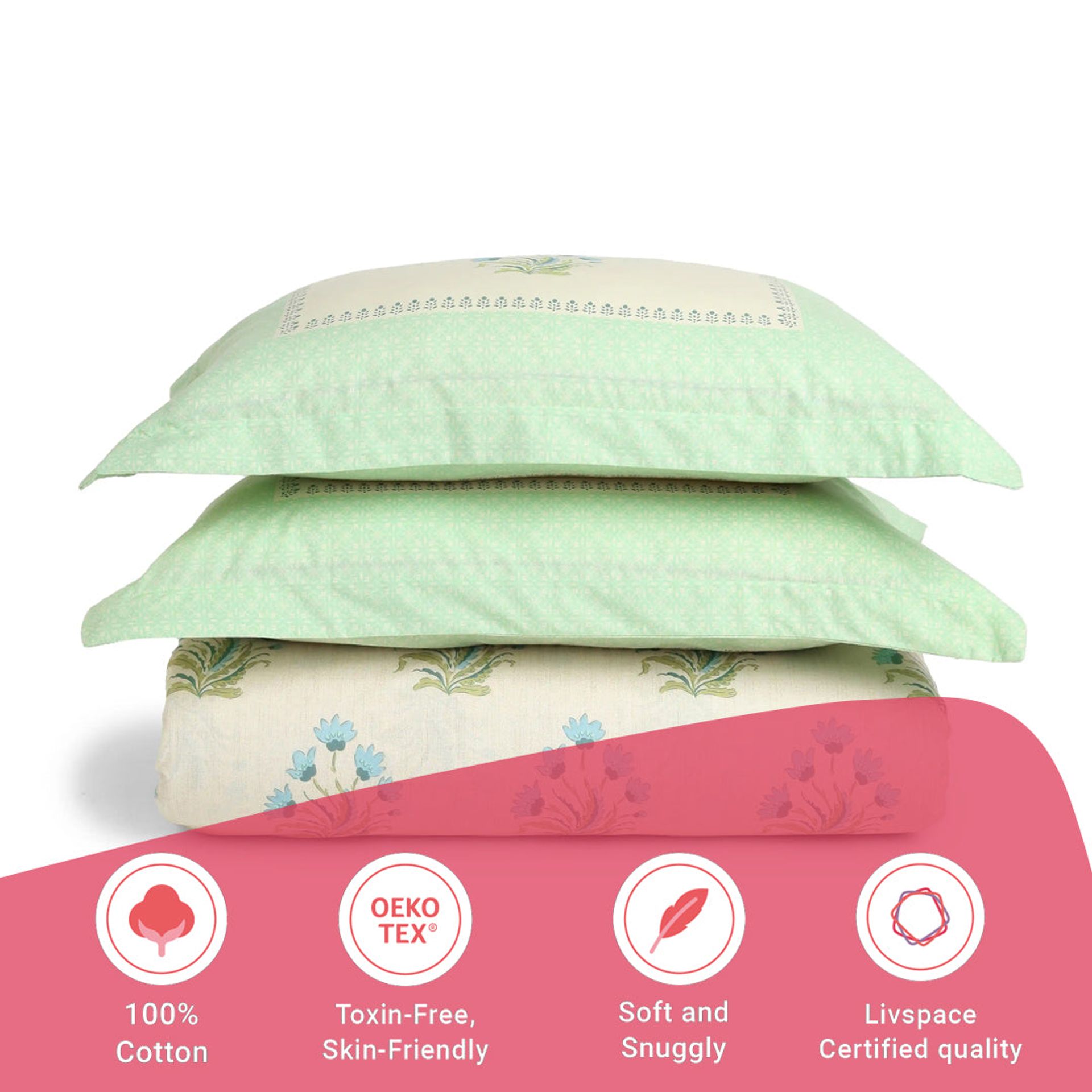 Indian Heritage 144 TC 100% Cotton Indian Sage Queen Fitted Sheet Set | Chippa Lane