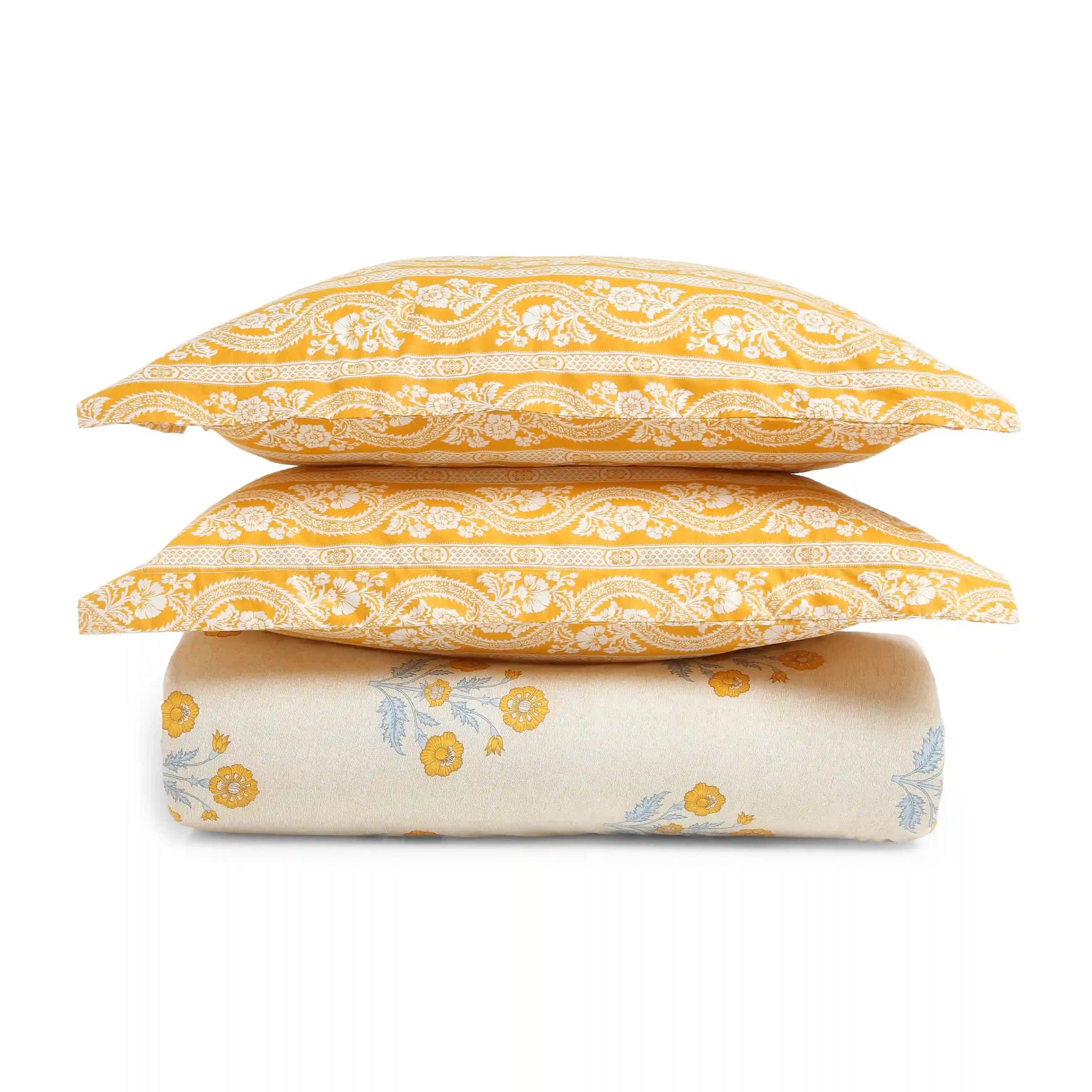 Indian Heritage 144 TC 100% Cotton Ochre Queen Fitted Sheet Set | Chippa Lane