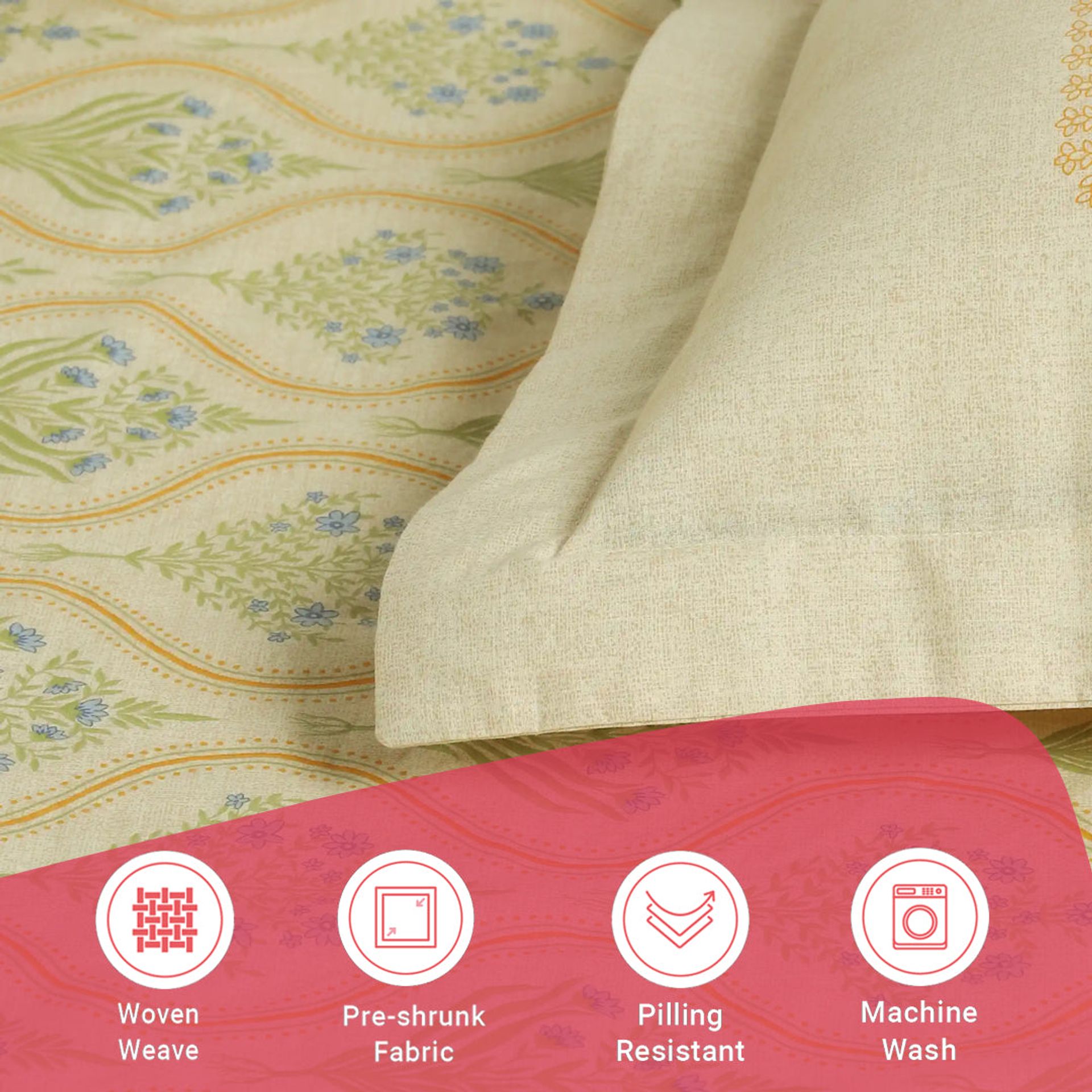 Indian Heritage 144 TC 100% Cotton Mustard Queen Fitted Sheet Set | Chippa Lane